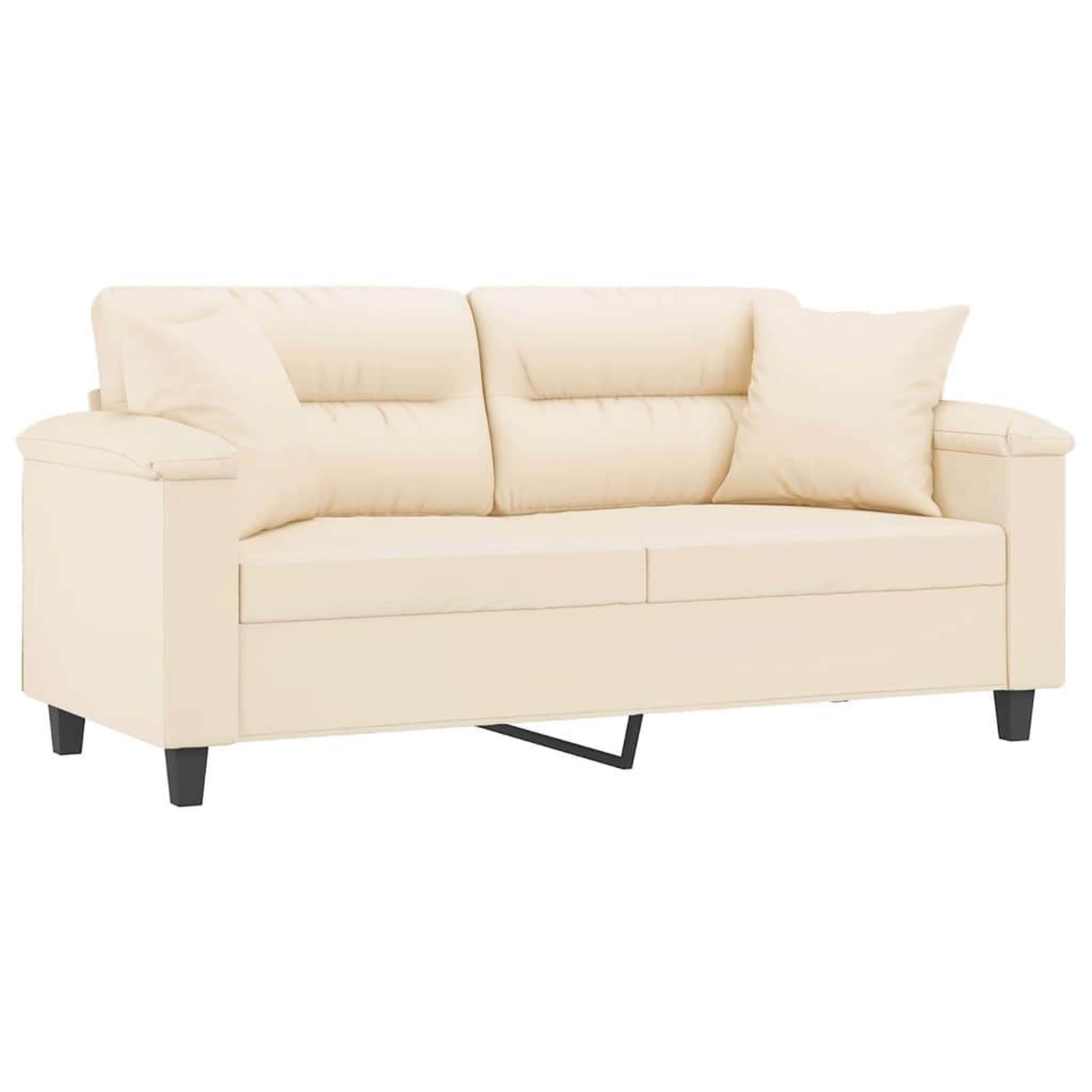 Voir la diapositive 3 : VIDAXL Canape 2 places avec oreillers beige 140 cm tissu microfibre