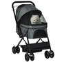 Voir la diapositive 1 : PAWHUT Poussette buggy pliable chien chat panier et sac de rangement attaches sécurité housse réglable poignée réglable acier Oxford gris