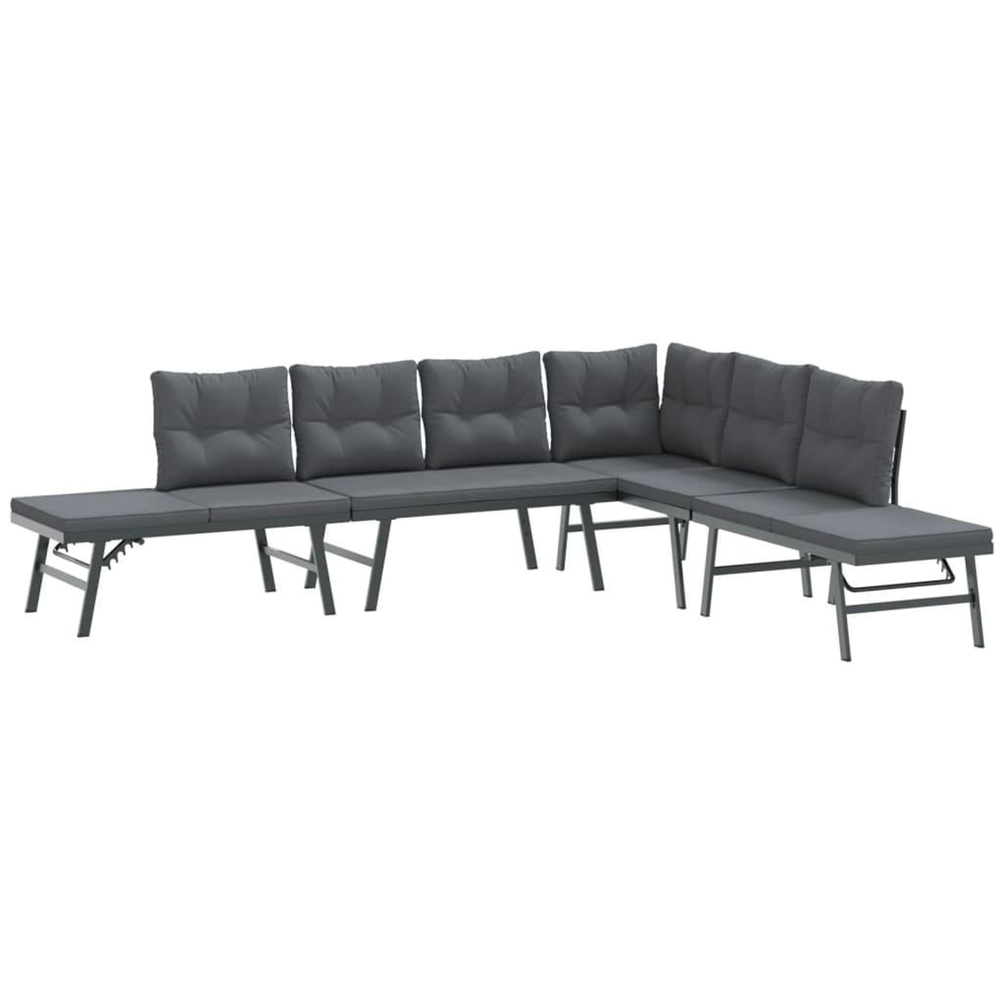 Voir la diapositive 2 : VIDAXL Bancs de jardin avec coussins lot de 4 acier enduit de poudre