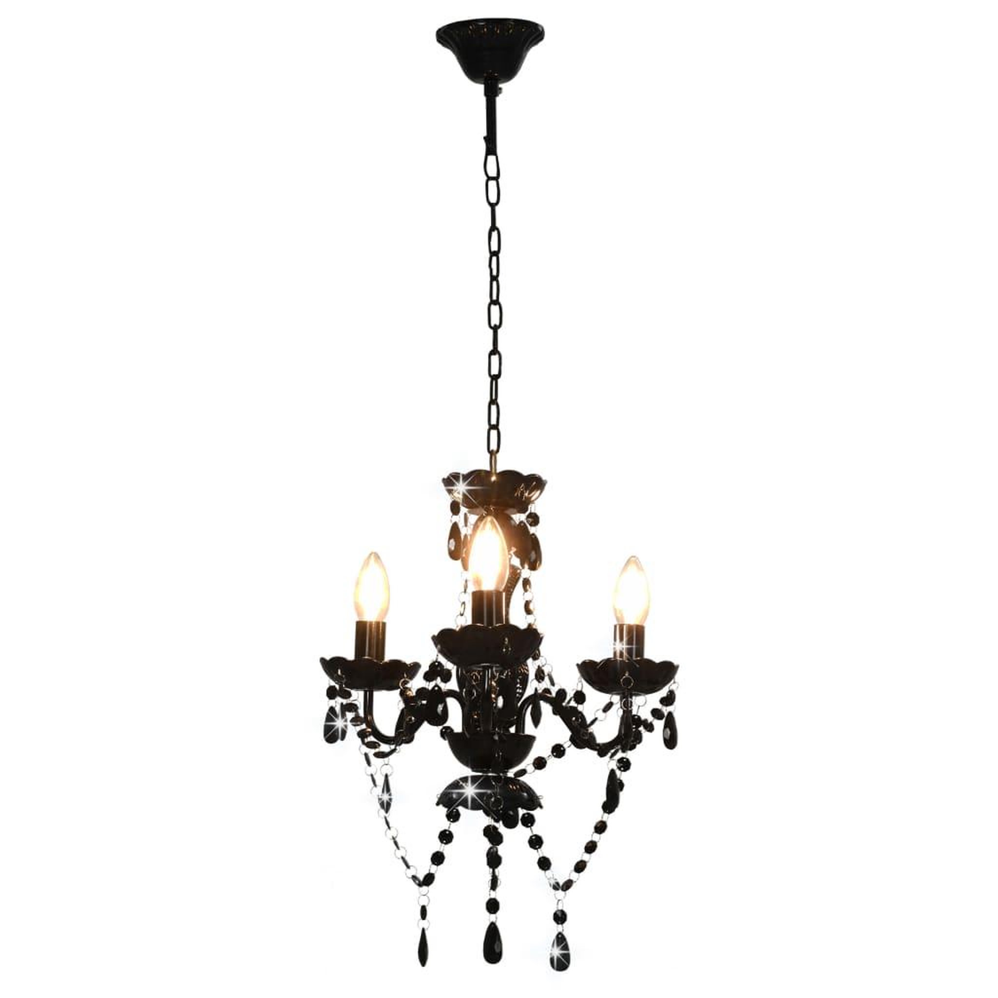 Voir la diapositive 4 : VIDAXL Lustre avec perles Noir Rond 3 x E14