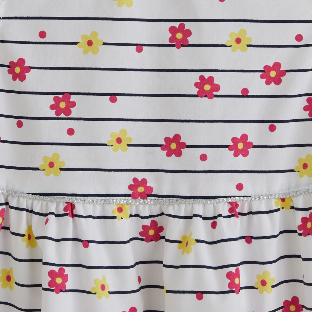 INEXTENSO Robe popeline rayée à fleurs avec bandeau bébé fille