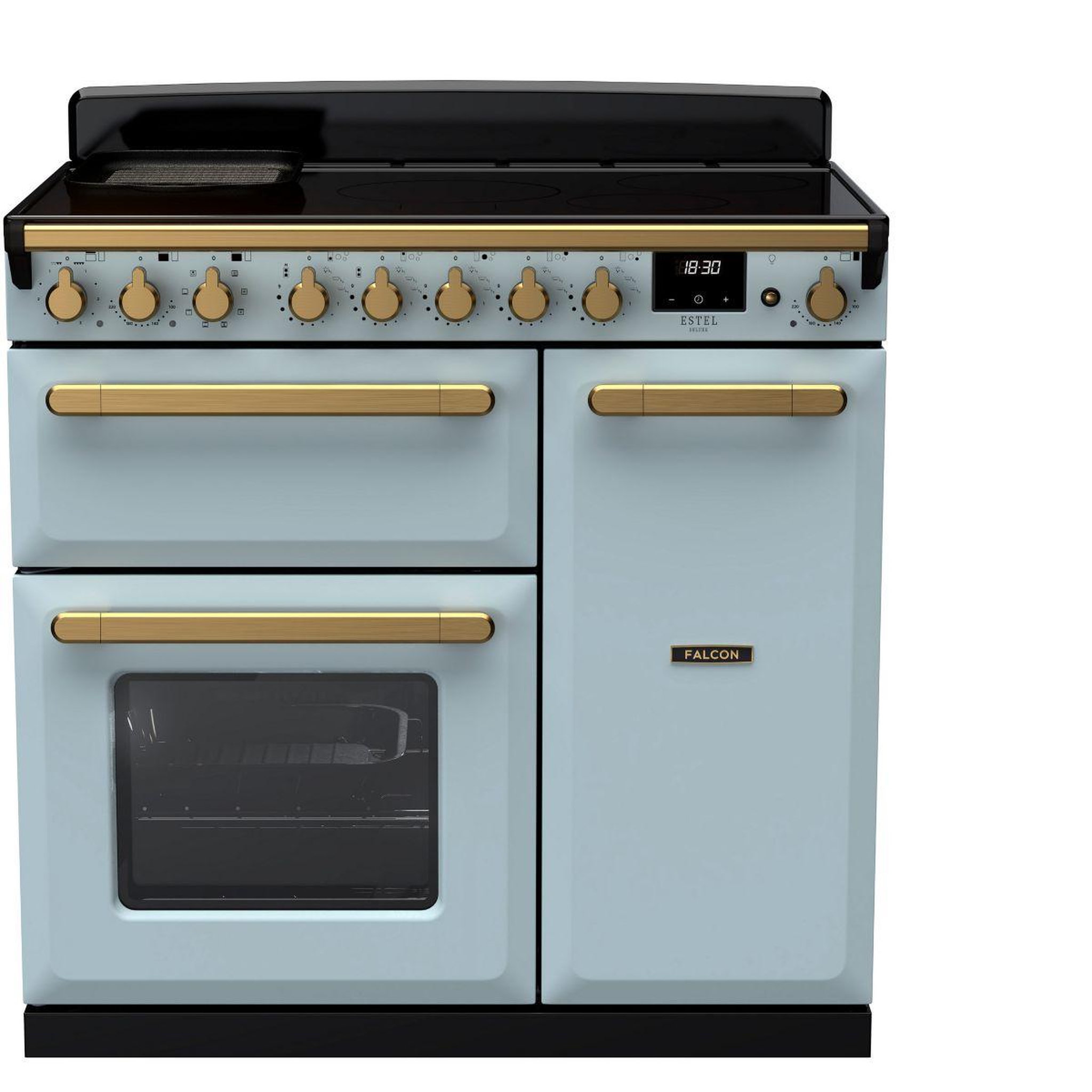 Falcon Piano de cuisson induction estel deluxe tab ind 90 cm bleu pastel l
