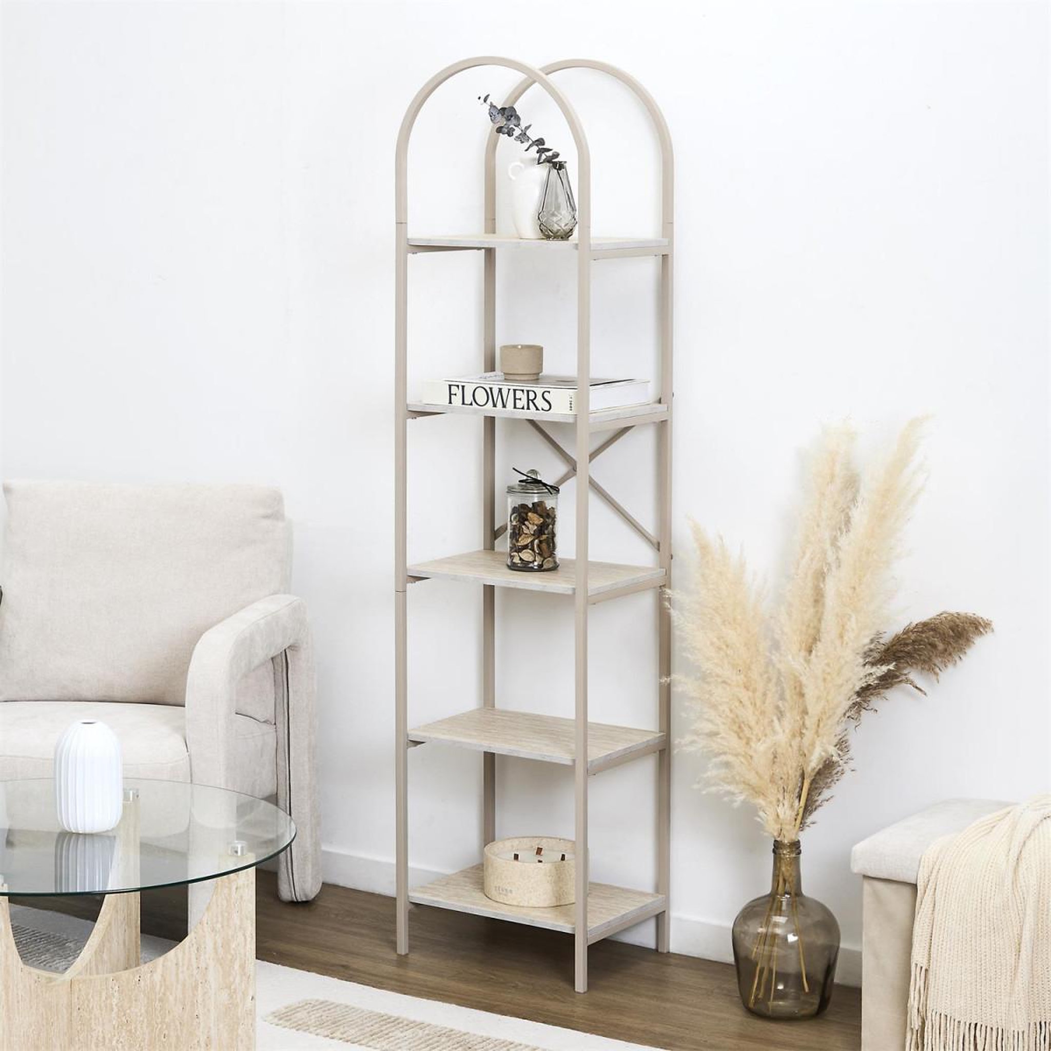 Voir la diapositive 6 : The Home Deco Factory Étagère arche 5 niveaux  terra nova  163cm beige