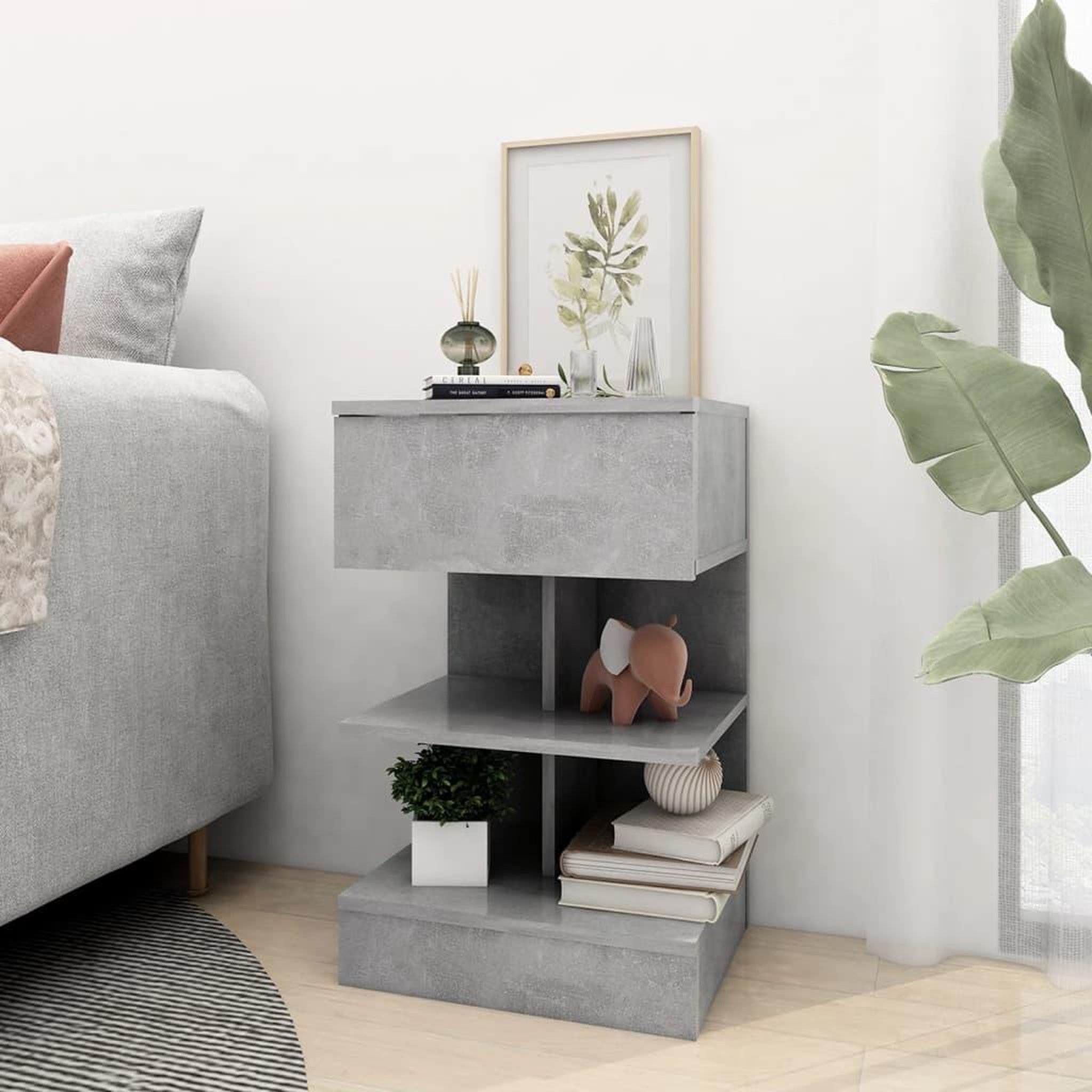 Voir la diapositive 3 : VIDAXL Table de chevet Gris beton 40x35x65 cm Bois d'ingenierie