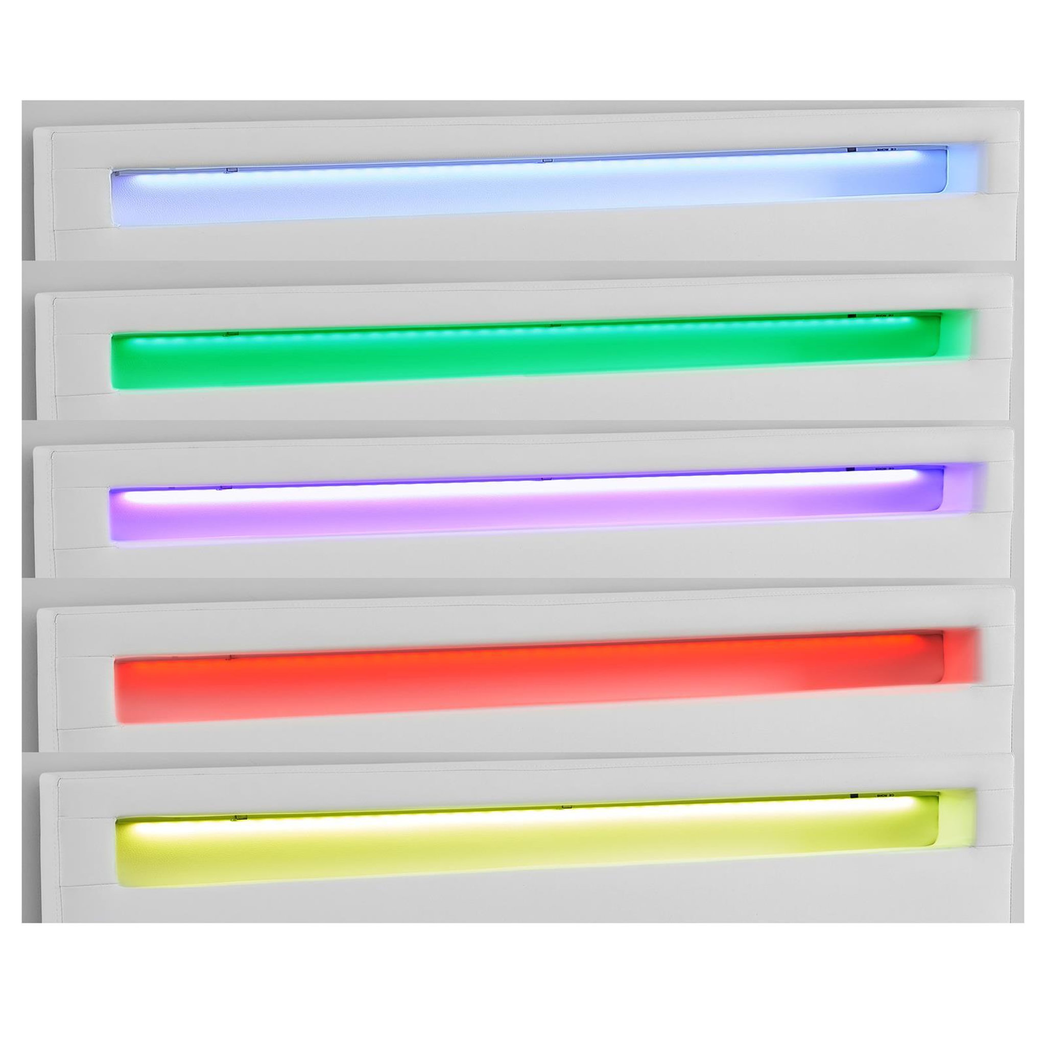 Voir la diapositive 5 : IDIMEX Lit LED double PINOT 140x190 cm, avec sommier, revêtement synthétique