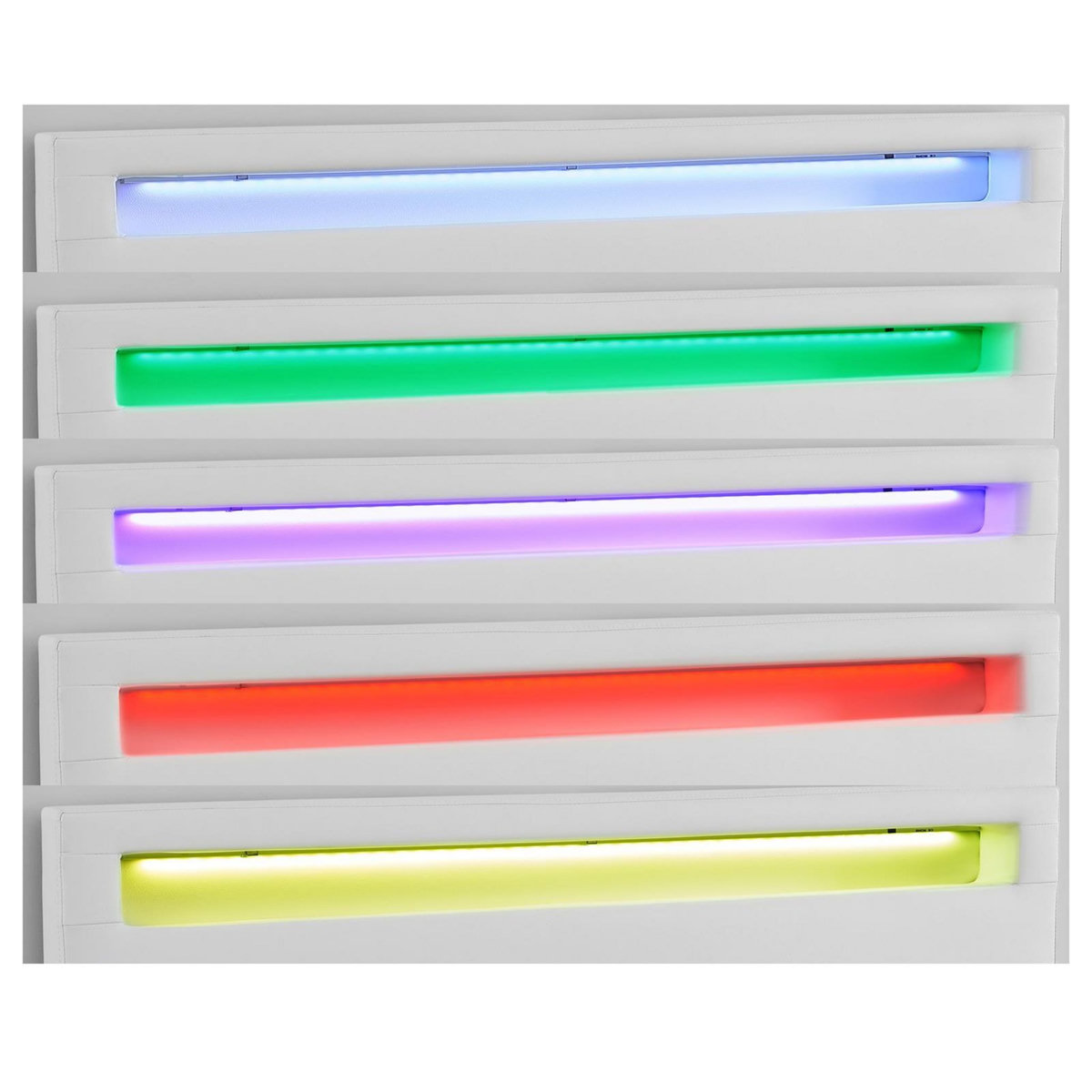 IDIMEX Lit LED double PINOT 140x190 cm, avec sommier, revêtement synthétique