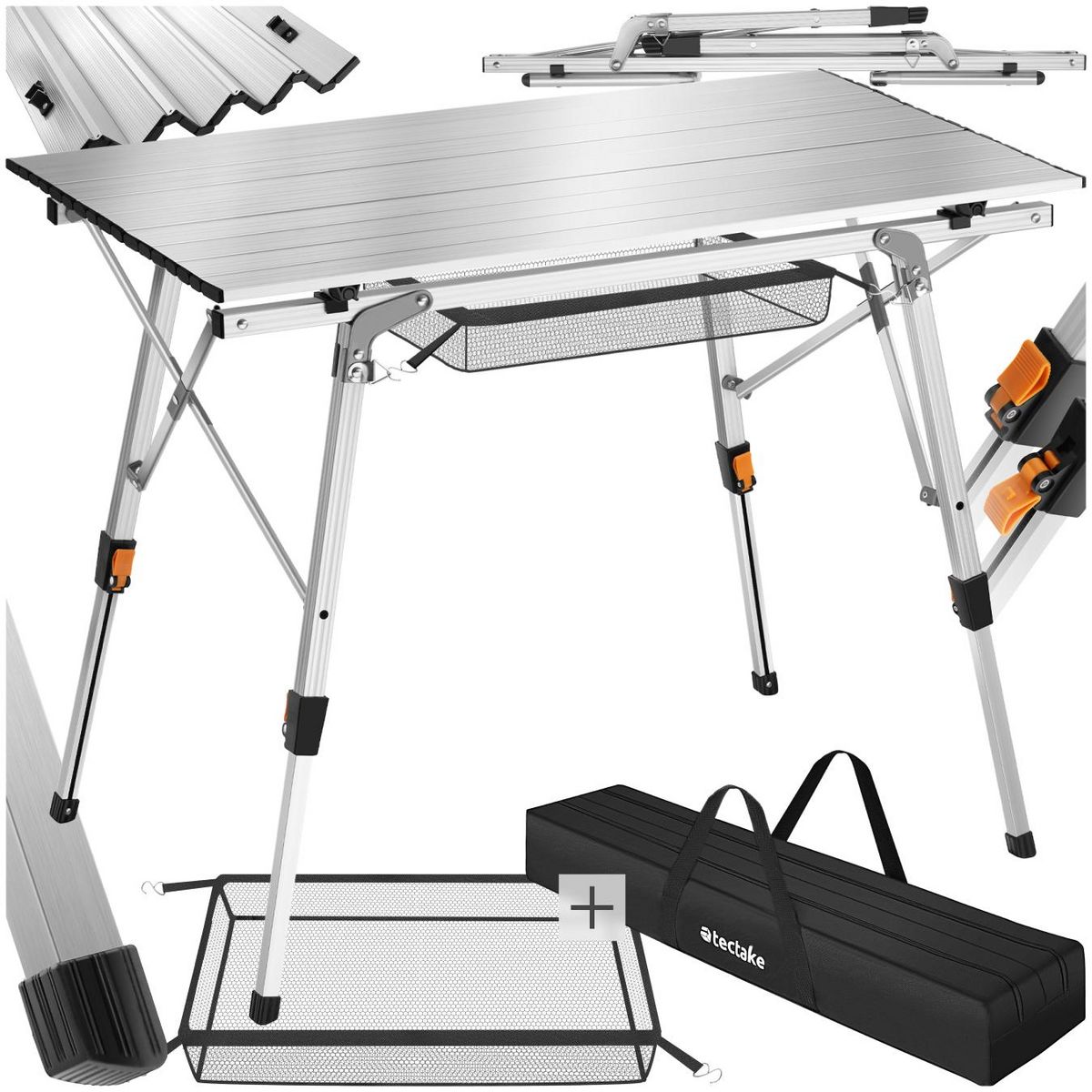 tectake Table de camping pliable argent