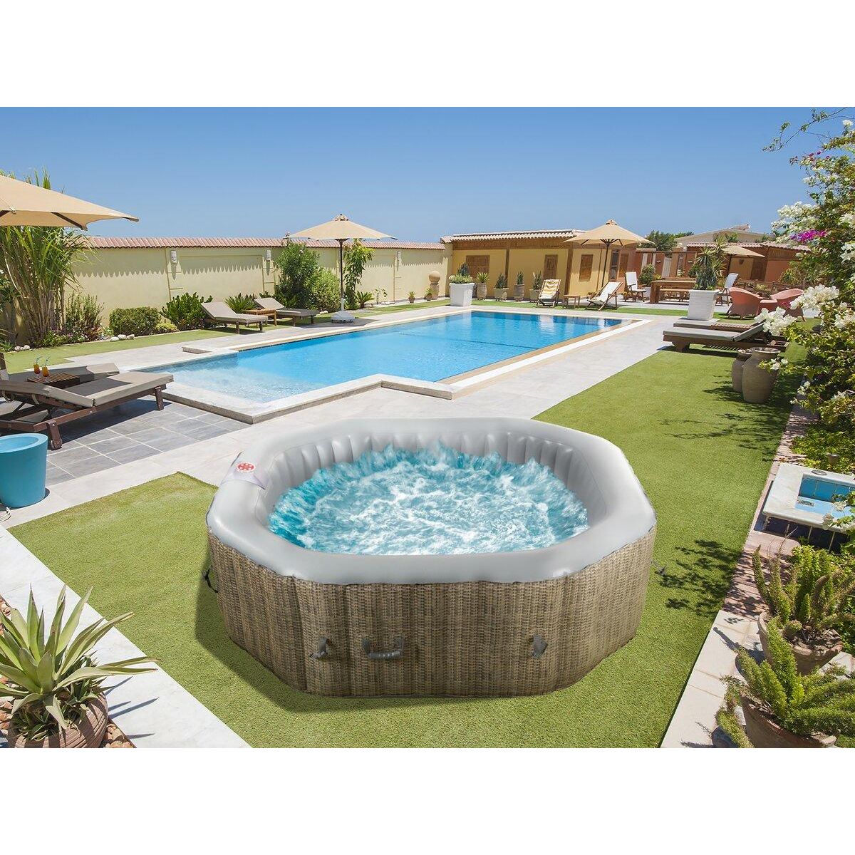 Habitat et Jardin Spa gonflable octo   New York   - 6 places - Gris clair/Marron