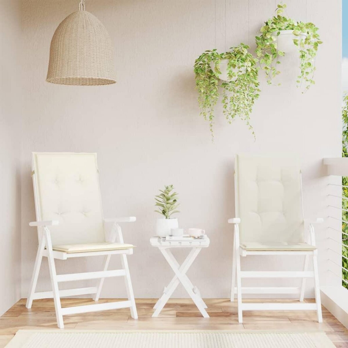 VIDAXL Coussins de chaise a dossier haut lot de 2 creme melange tissu