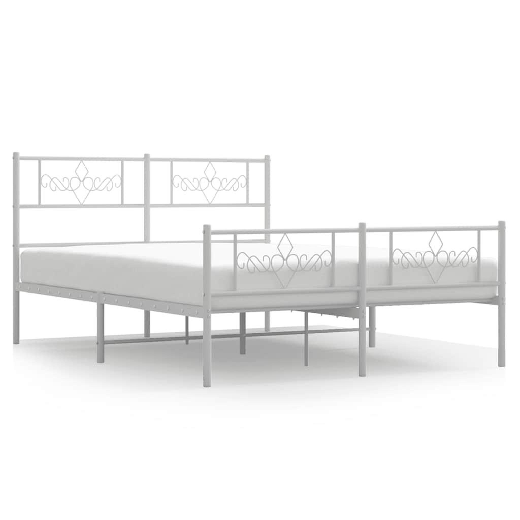 Voir la diapositive 2 : VIDAXL Cadre de lit metal sans matelas et pied de lit blanc 135x190 cm