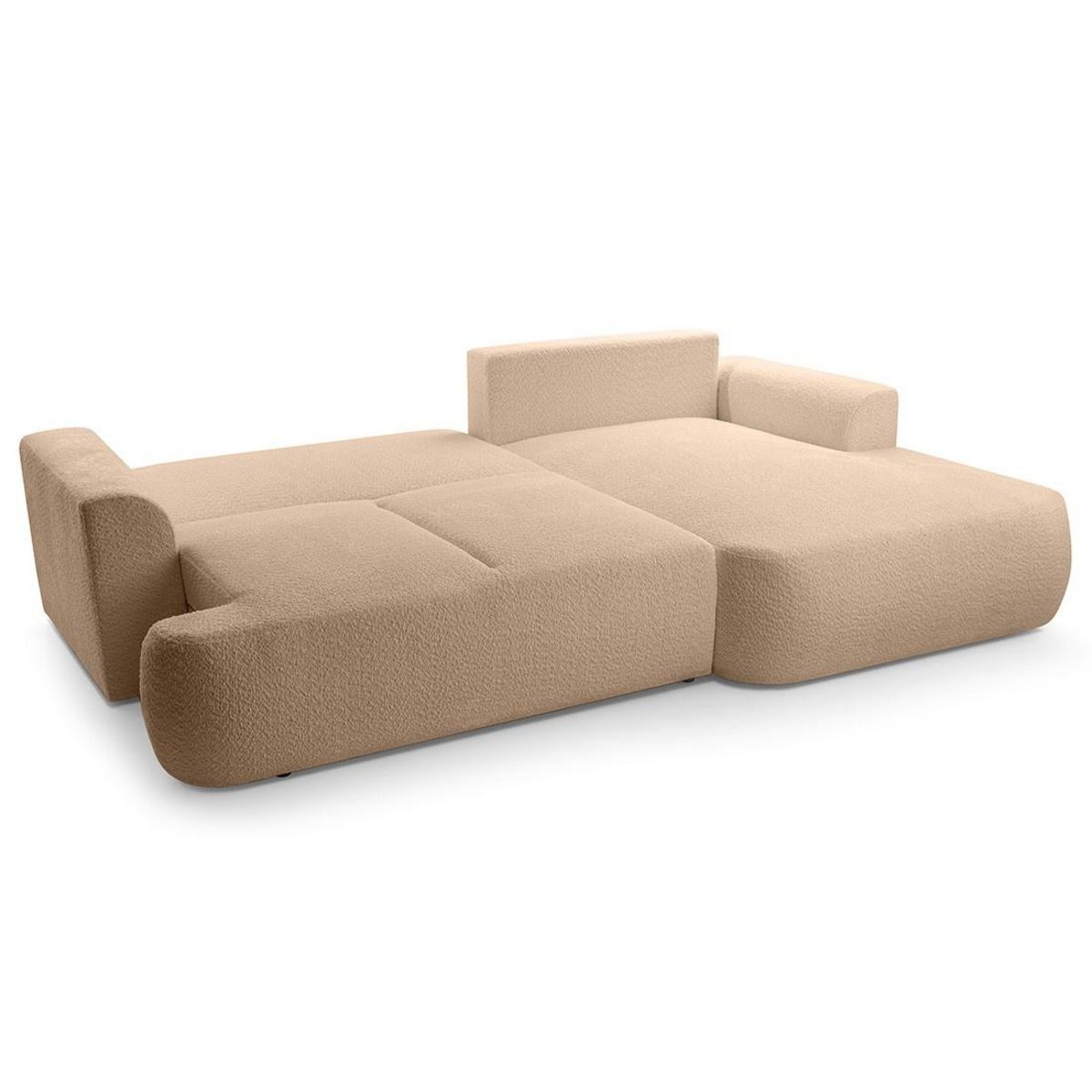 BEST MOBILIER Candela - canapé d'angle droit 4 places - convertible avec coffre - en tissu bouclette