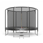 JUMP4FUN Trampoline Semi-Pro 12FT / 366cm Noir avec Filet de sécurité, Tapis de saut, Coussin de protection, Echelle