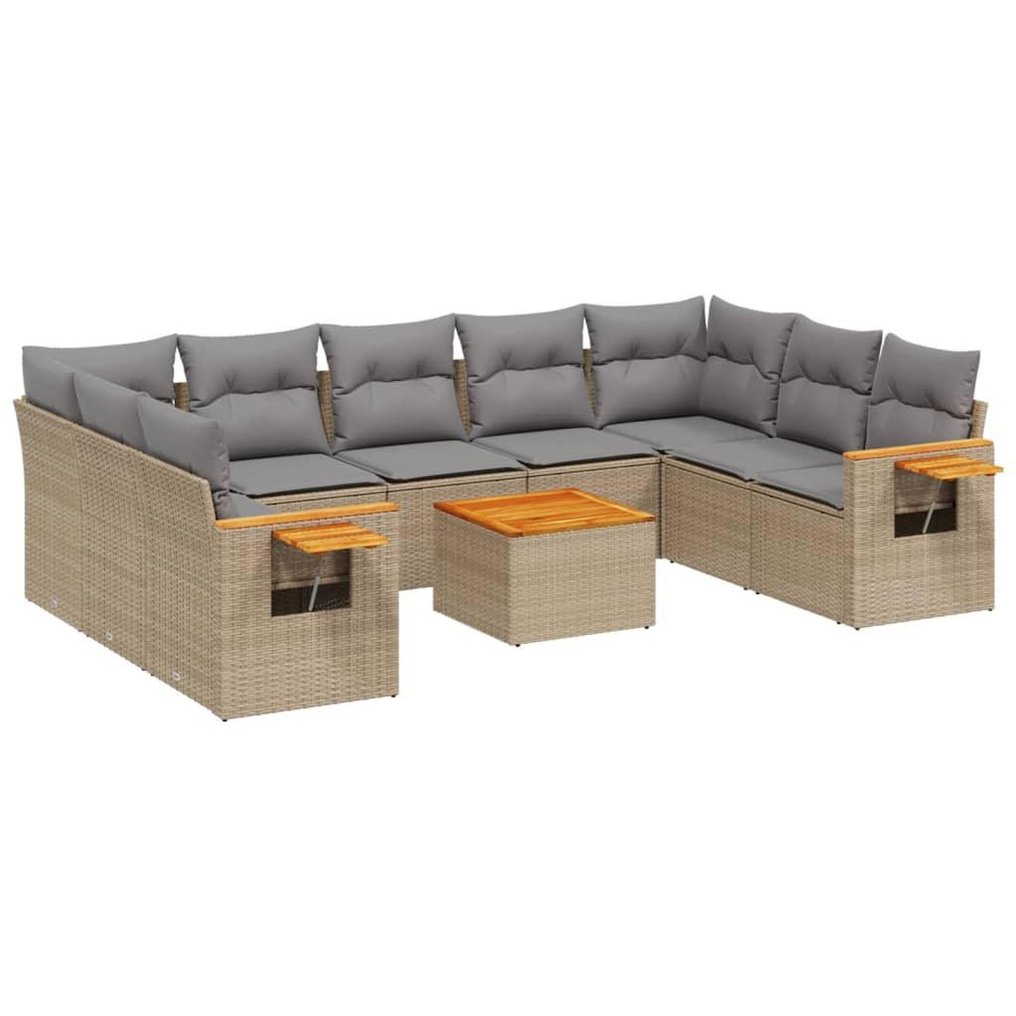 Voir la diapositive 2 : VIDAXL Salon de jardin avec coussins 10 pcs beige resine tressee