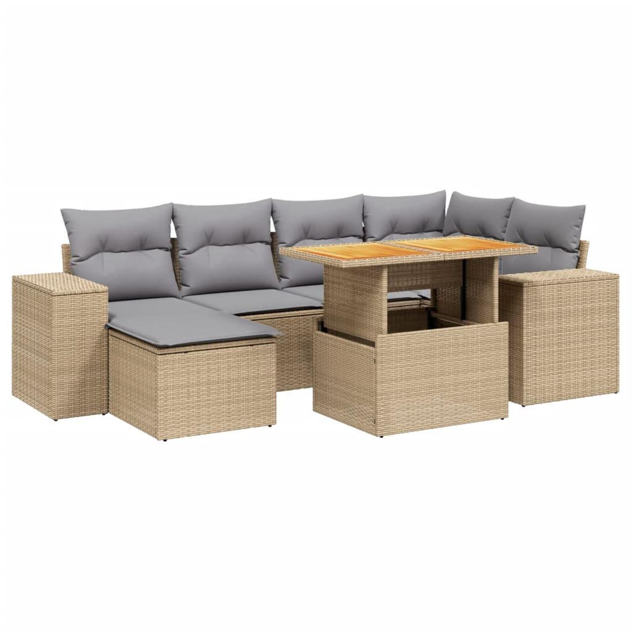 Voir la diapositive 2 : VIDAXL Salon de jardin avec coussins 7 pcs beige resine tressee