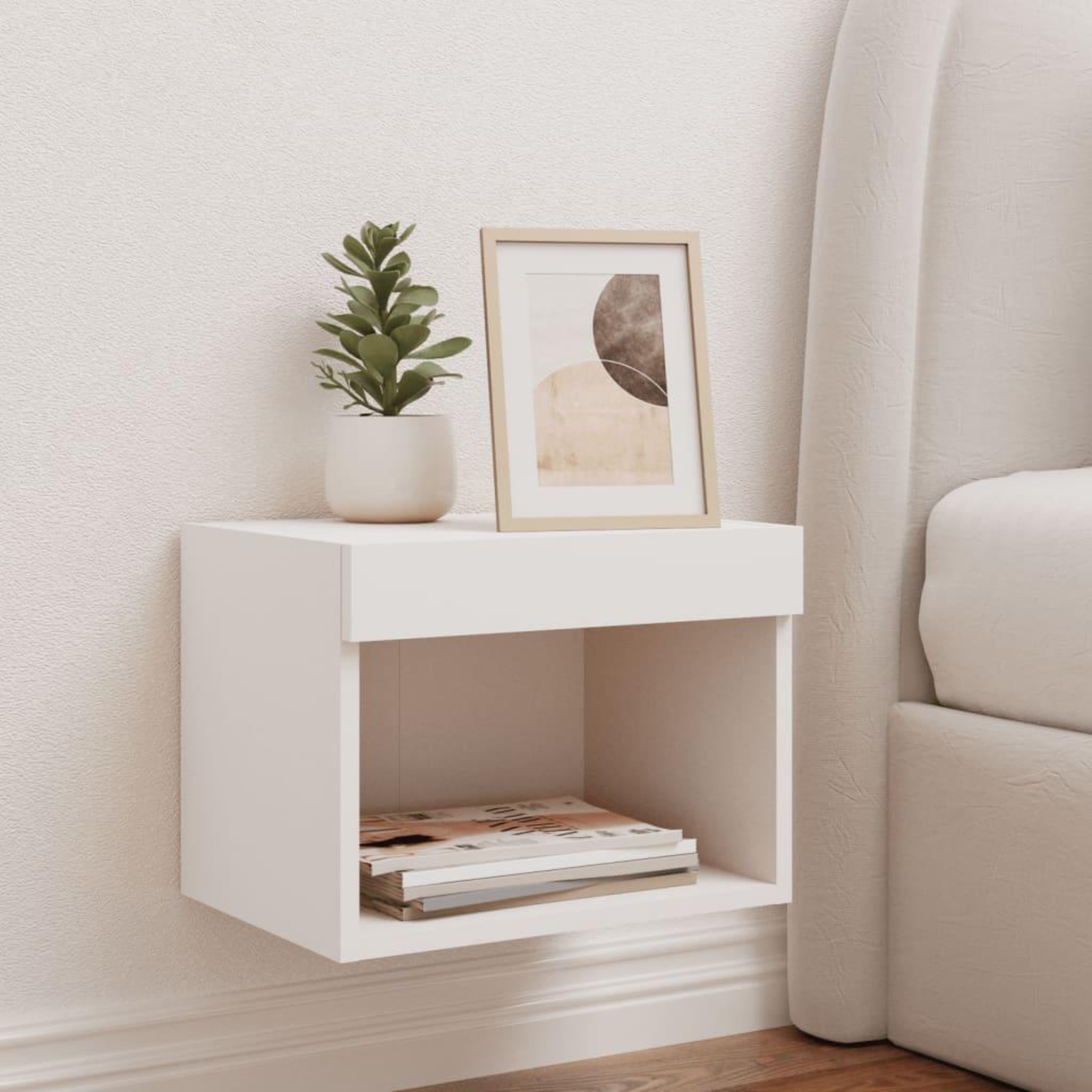 Voir la diapositive 3 : VIDAXL Table de chevet murale avec lumieres LED blanc