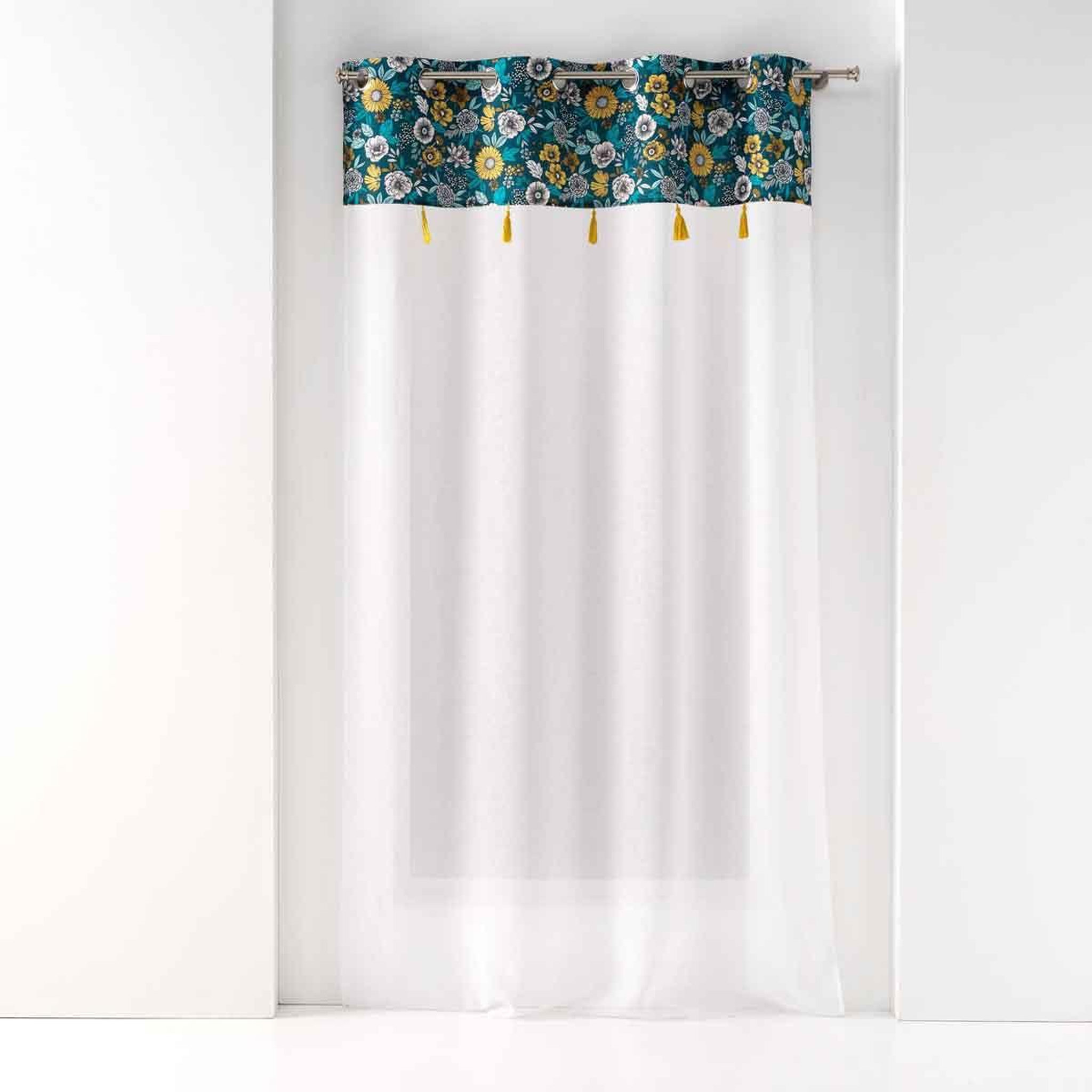 Douceur d'Intérieur Rideau voilage à œillets  bohoflora  140x240cm bleu