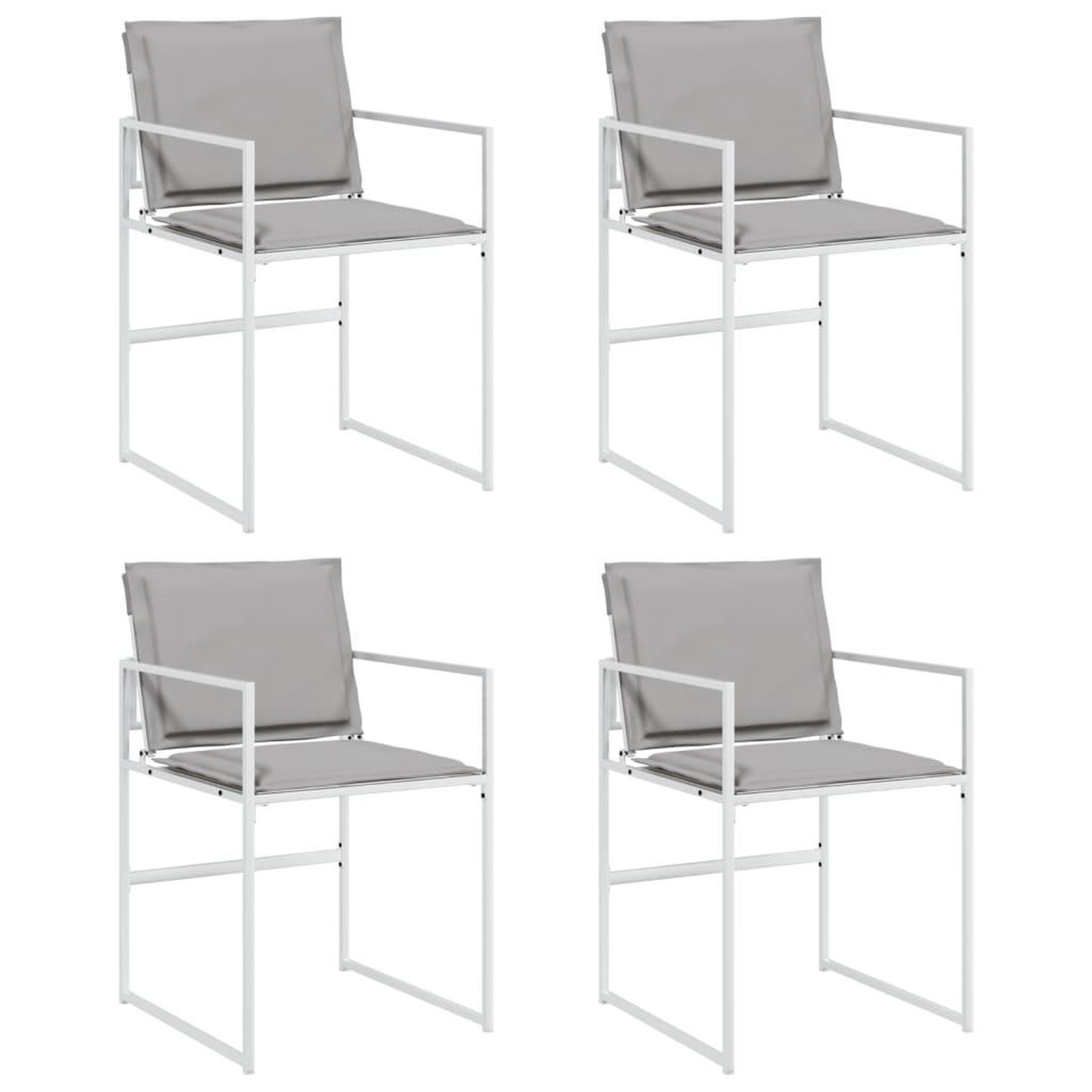 Voir la diapositive 2 : VIDAXL Chaises de jardin avec coussins lot de 4 blanc acier/textilene