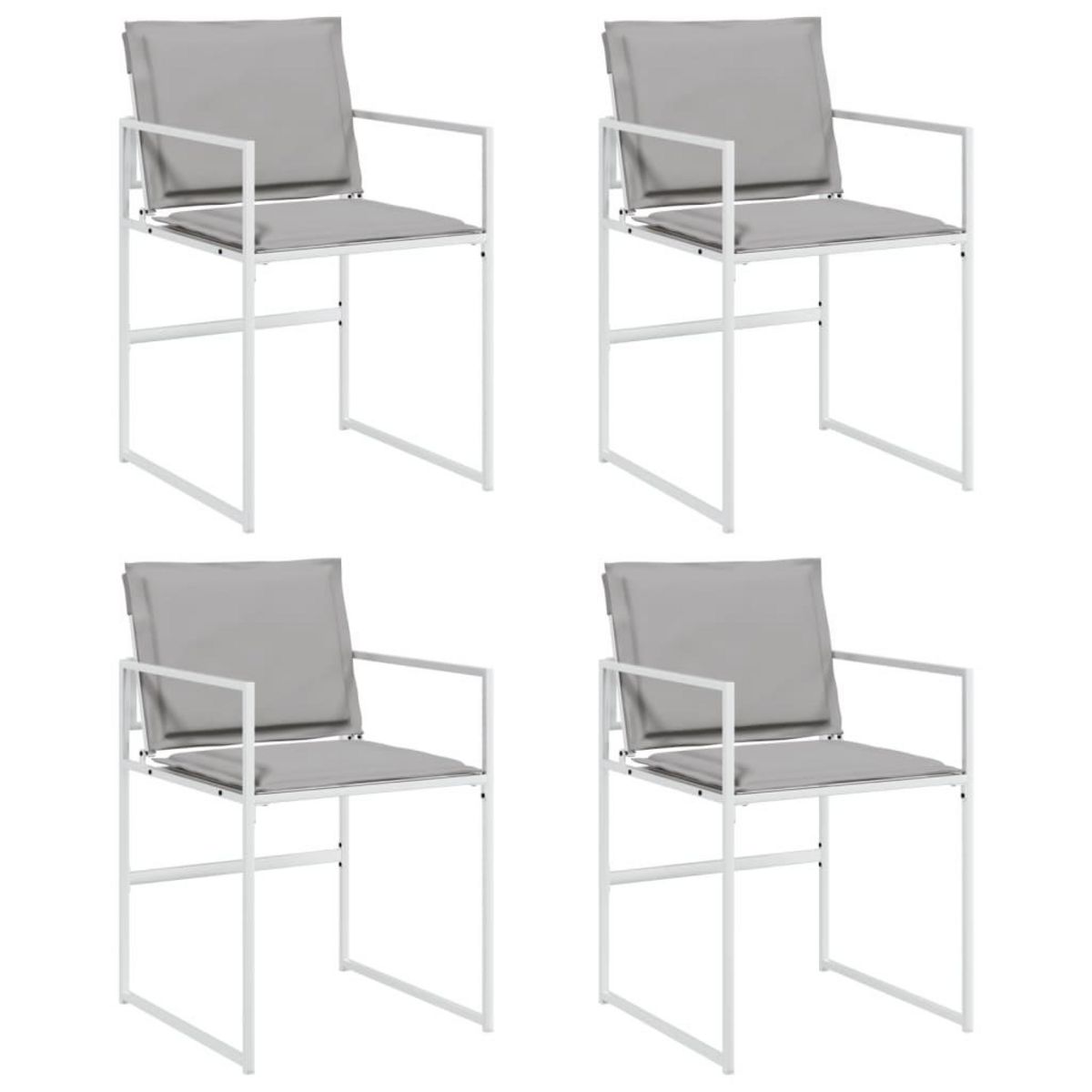 VIDAXL Chaises de jardin avec coussins lot de 4 blanc acier/textilene