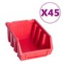 Voir la diapositive 2 : VIDAXL Kit de bacs de stockage et panneaux muraux 96 pcs Rouge et noir
