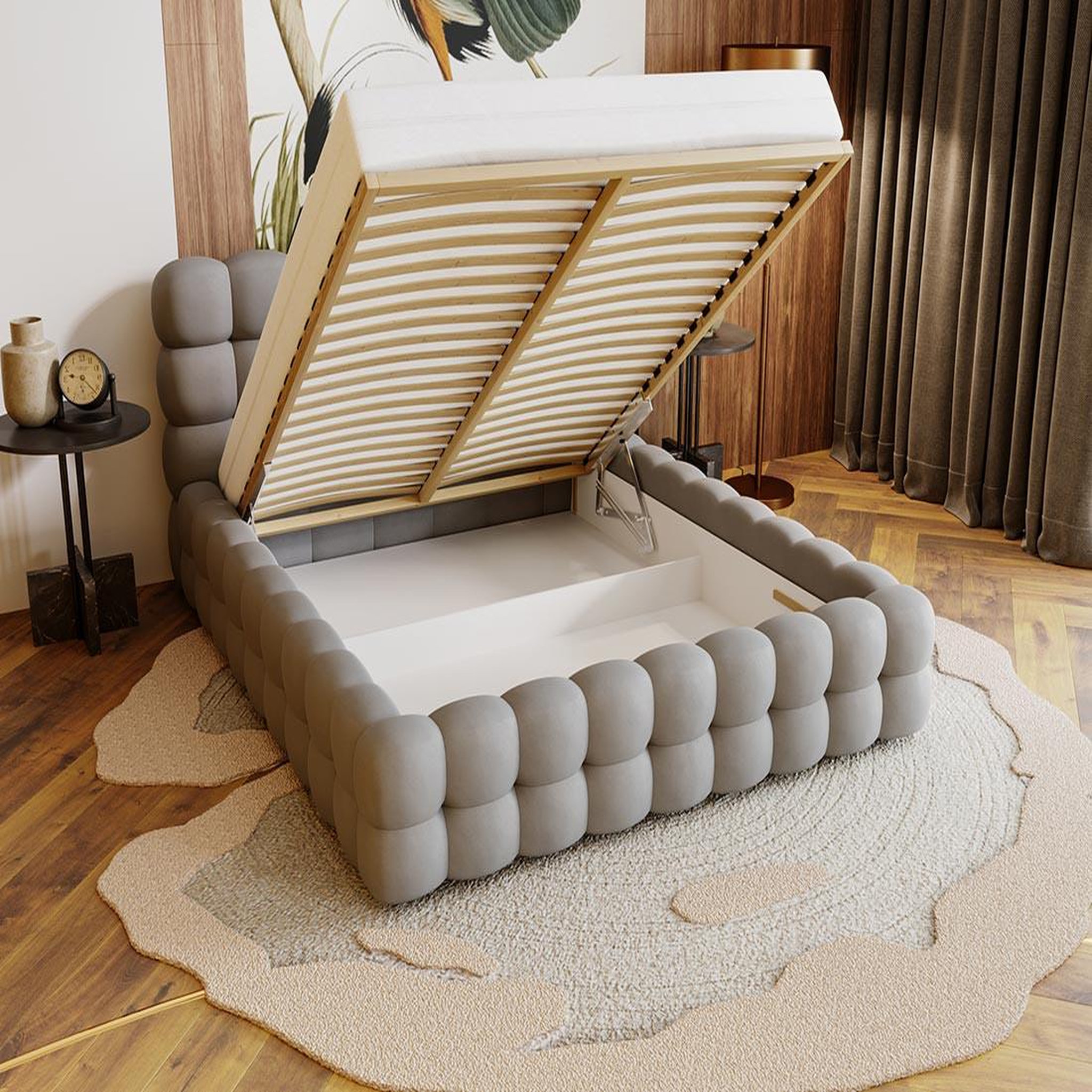 Voir la diapositive 2 : BEST MOBILIER Darling - lit coffre - 180x200 cm - sommier inclus - en velours