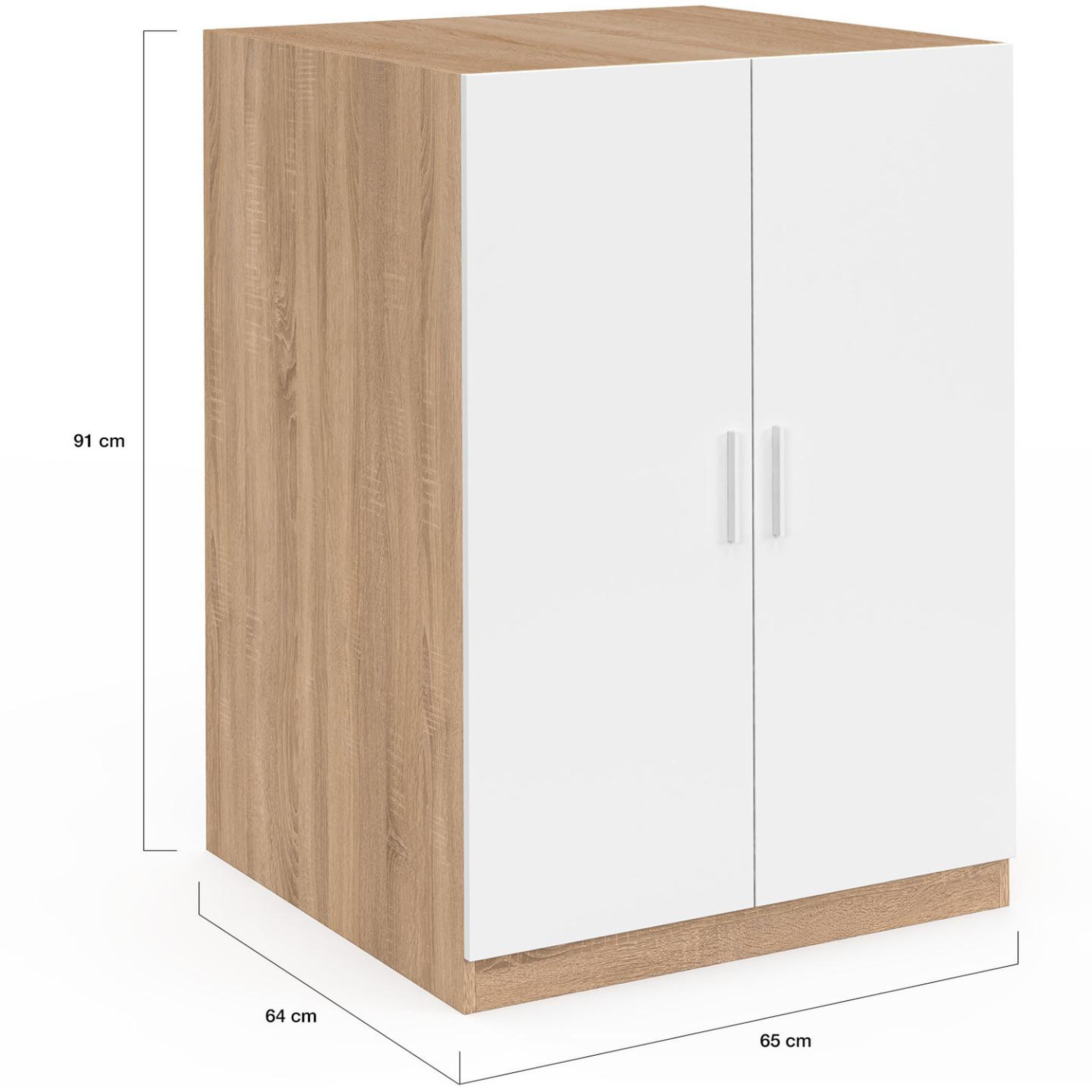 Voir la diapositive 5 : ID MARKET Meuble pour machine à laver avec portes wallis blanc et bois façon hêtre