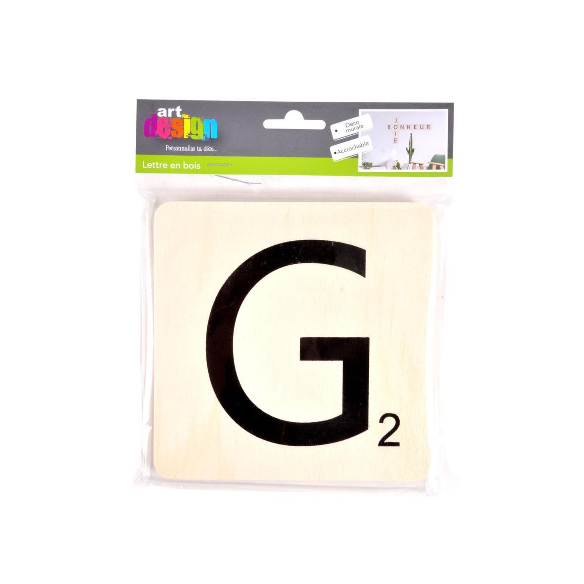 Voir la diapositive 2 : HOMEA Décoration Murale en Bois  Lettre G  15x15cm Naturel