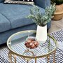 Voir la diapositive 5 : HOMCOM Tables gigognes lot de 2 tables basses rondes design style art déco Ø 41 et Ø 36 cm métal doré verre trempé 5 mm