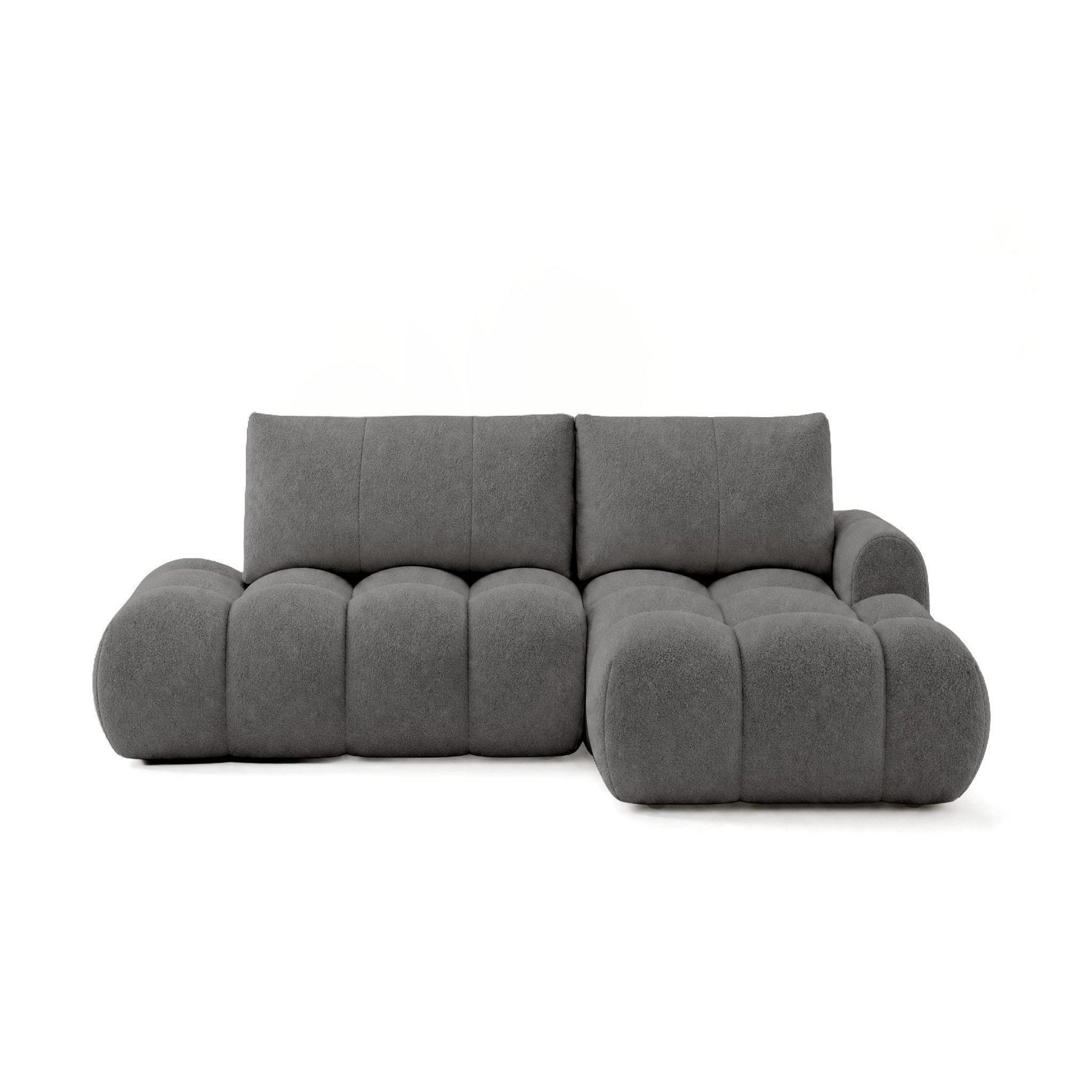 Voir la diapositive 1 : BEST MOBILIER Yulin - canapé d'angle ouvert droit 4 places convertible avec coffre en tissu bouclette