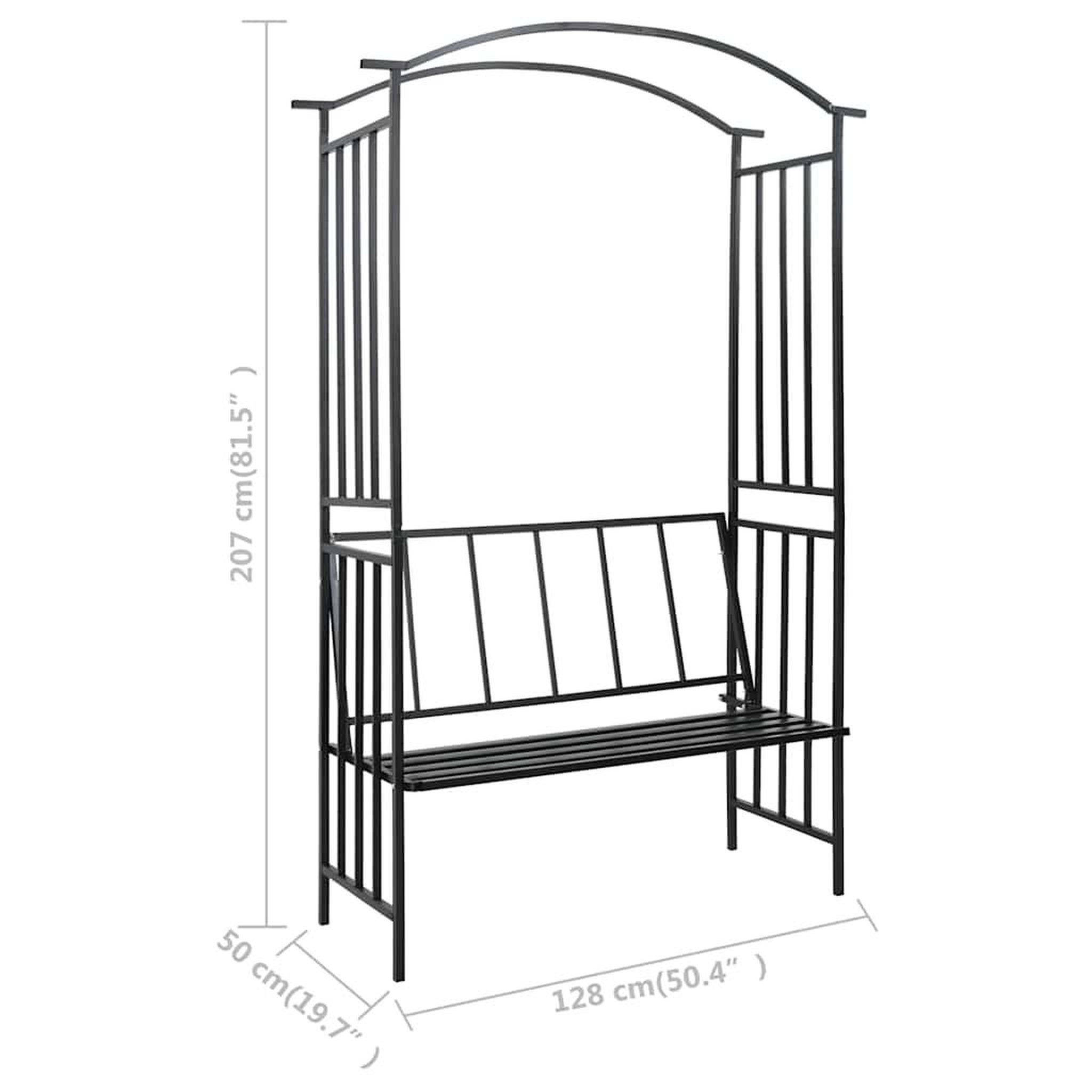 Voir la diapositive 6 : VIDAXL Voute de jardin avec banc Noir 128x50x207 cm Fer
