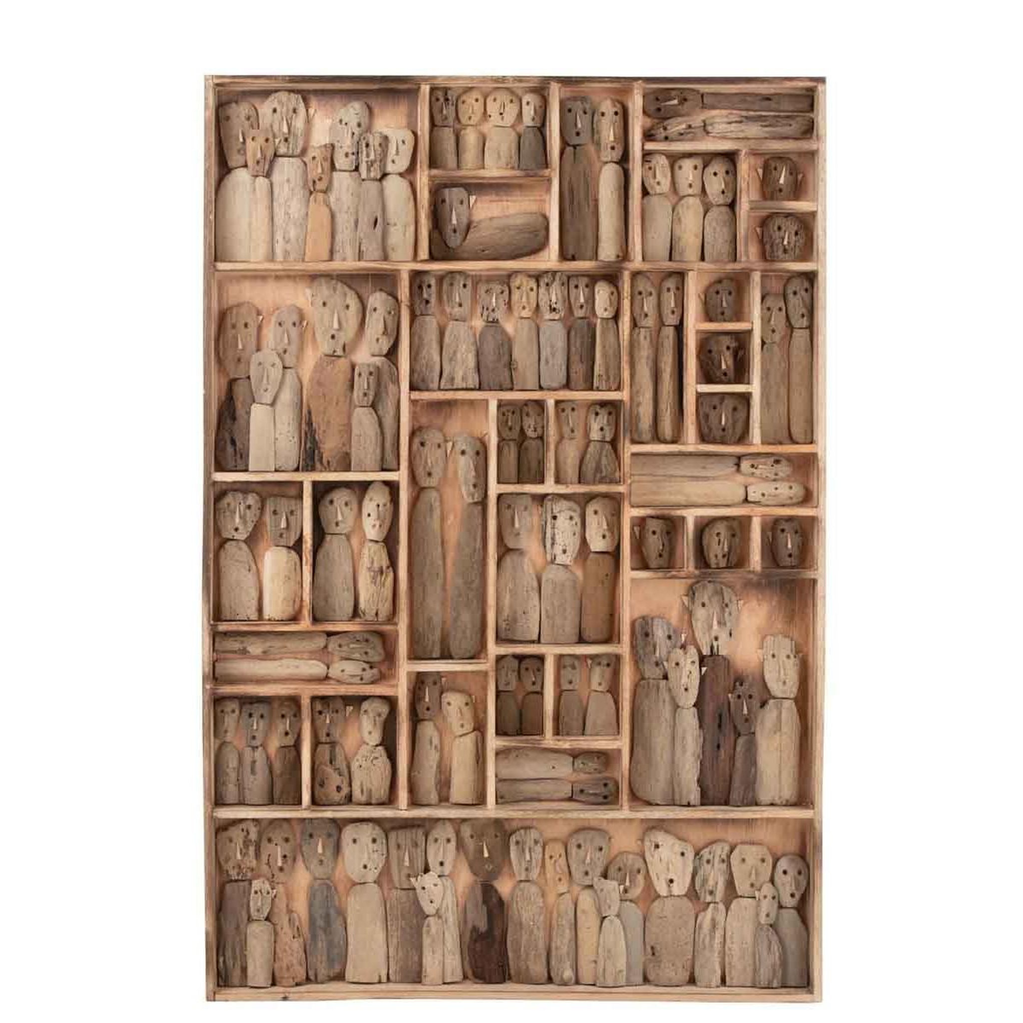 J-LINE Décoration murale  famille masques  150cm beige