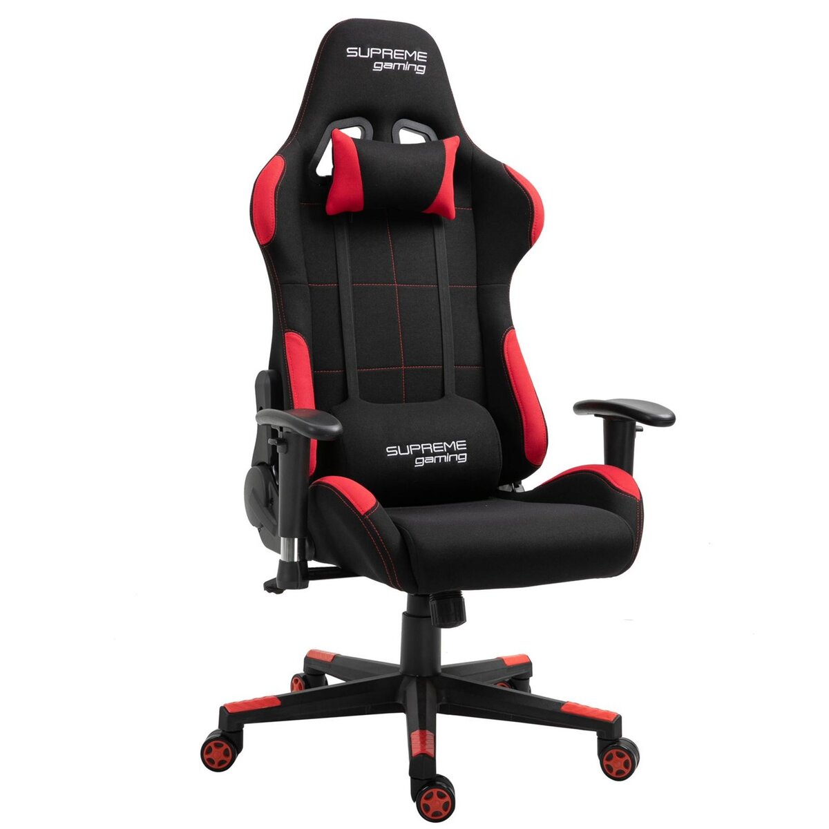 IDIMEX Chaise de bureau gaming SWIFT fauteuil ergonomique avec coussins,  siège style racing racer gamer chair, revêtement tissu noir/rose pas cher 