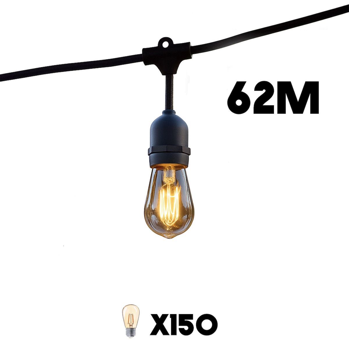 Lumisky Lot de 15 guirlandes MAFY Noir caoutchouc 6M