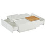 Voir la diapositive 6 : MERAX Table Basse Carrée Avec 4 Tiroirs Et 2 Plateaux Coulissants Blanc