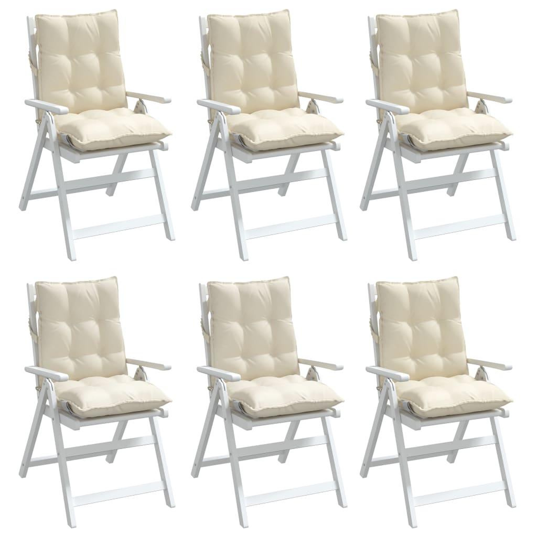 Voir la diapositive 4 : VIDAXL Coussins de chaise a dossier bas lot de 6 creme tissu oxford