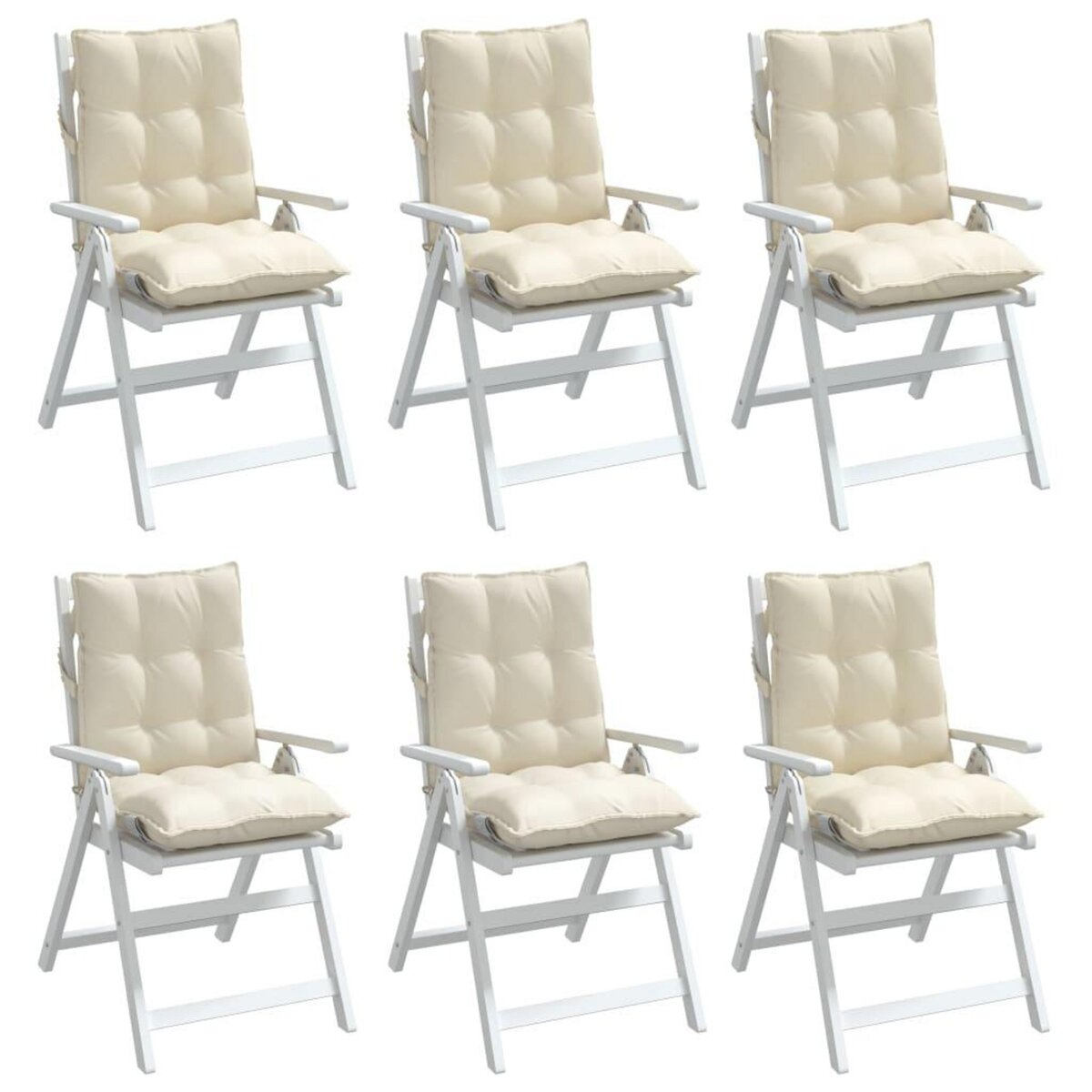 VIDAXL Coussins de chaise a dossier bas lot de 6 creme tissu oxford