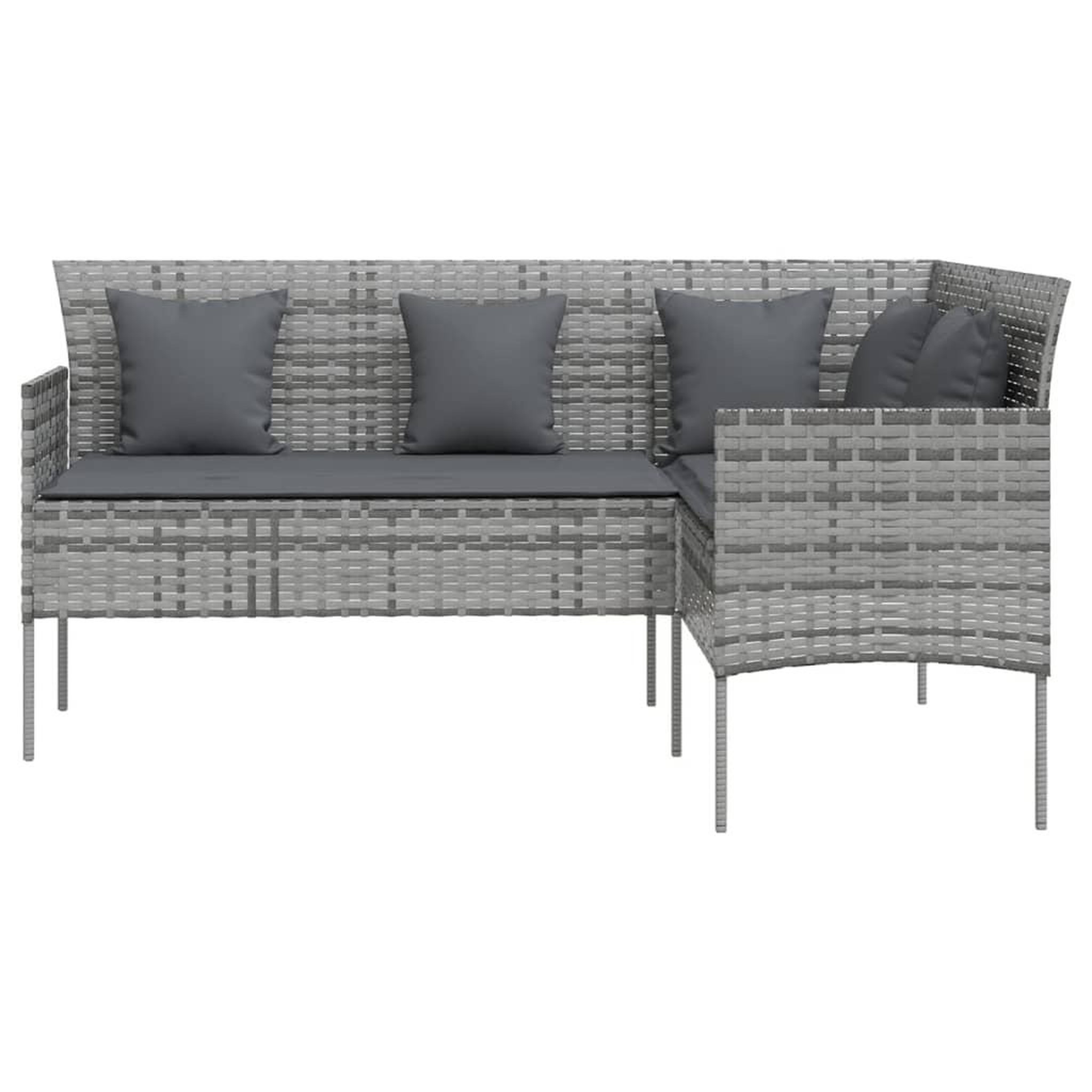 Voir la diapositive 4 : VIDAXL Ensemble de canapes en L 5pcs avec coussins resine tressee gris