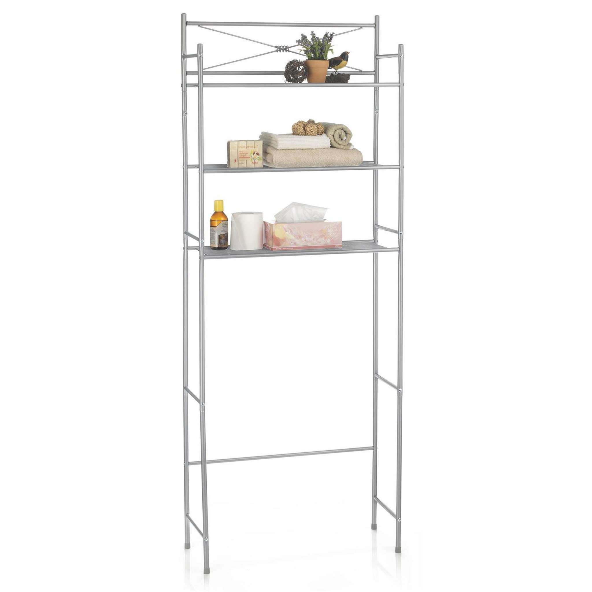 Voir la diapositive 3 : IDIMEX Etagère de salle de bain marsa, rangement pour wc/lave-linge, en métal
