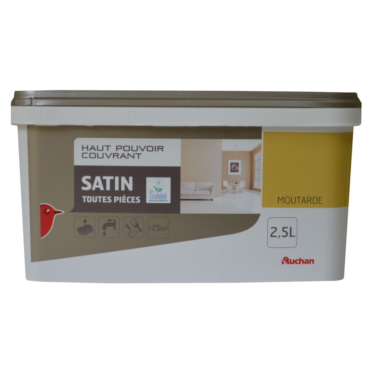 AUCHAN Peinture murale satin couleur moutarde  