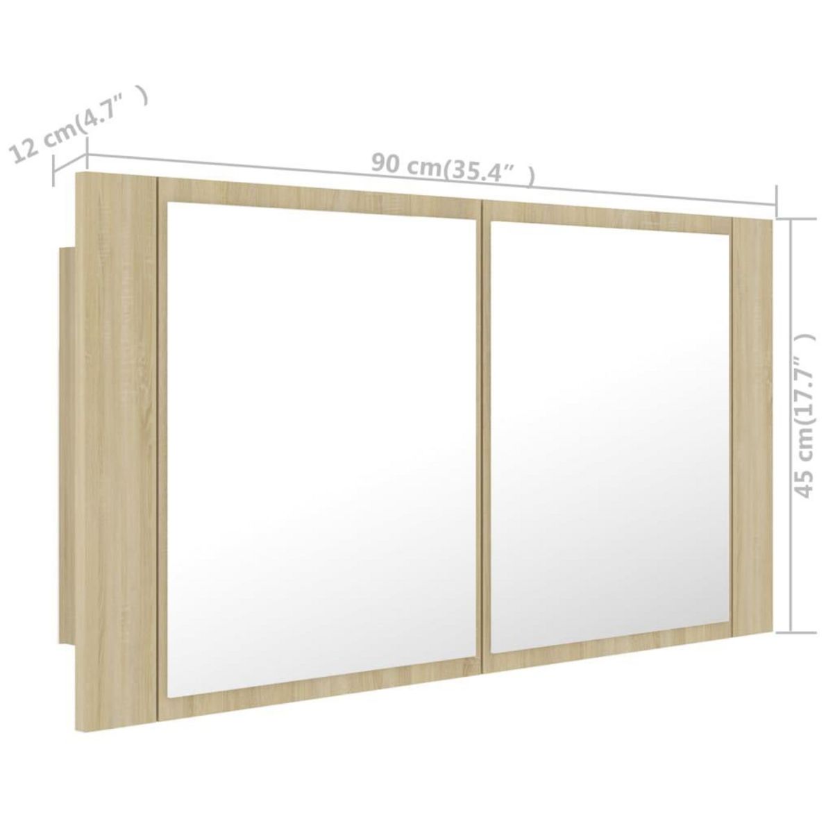 VIDAXL Armoire a miroir a LED de bain Chene sonoma 90x12x45 Acrylique
