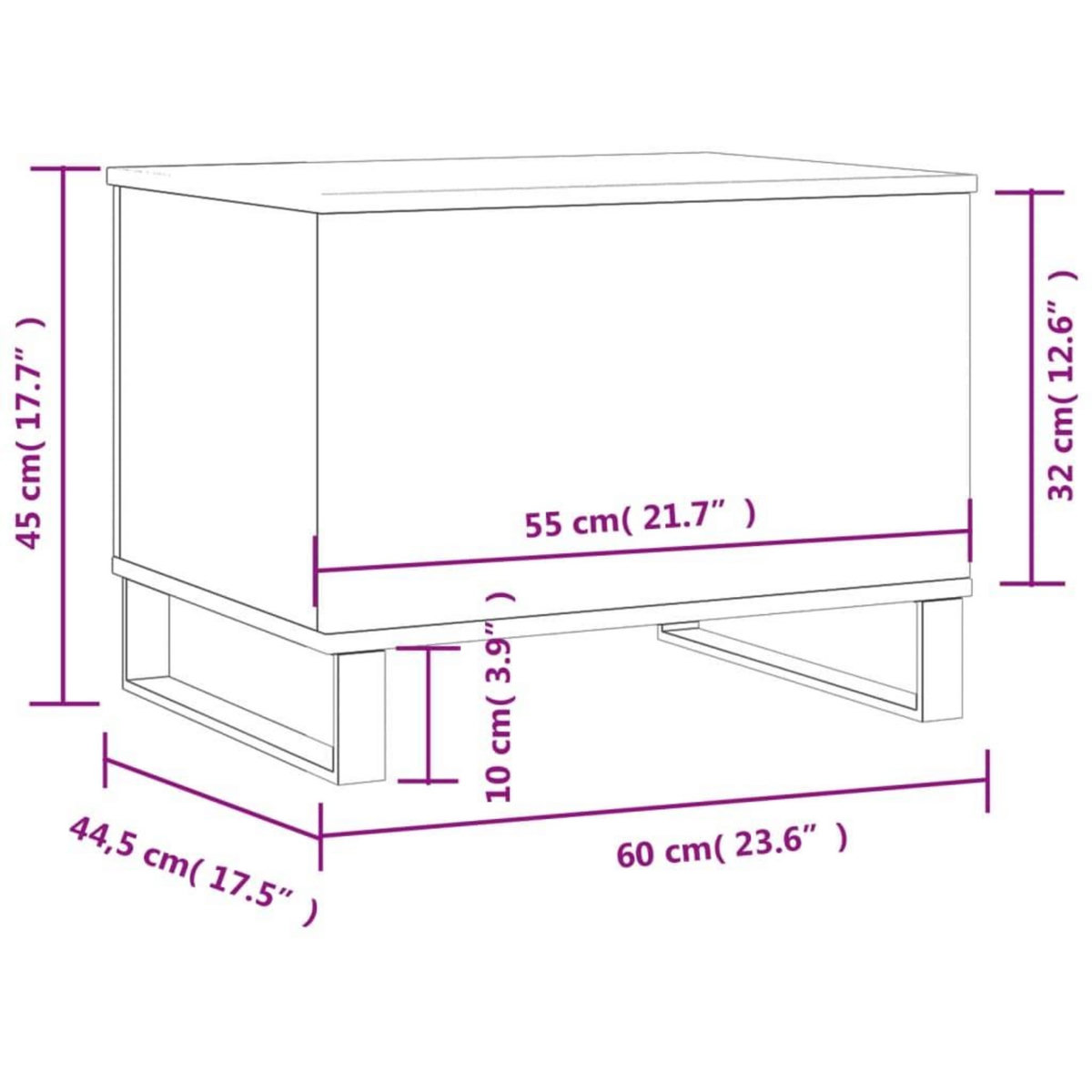 VIDAXL Table basse Sonoma gris 60x44,5x45 cm Bois d'ingenierie
