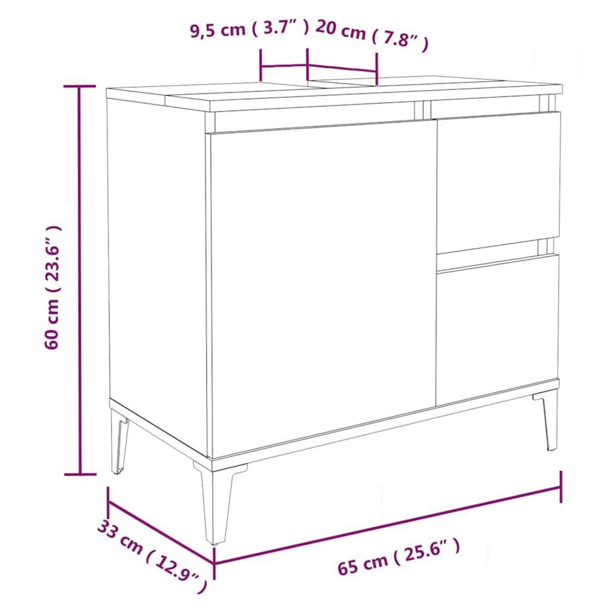 VIDAXL Armoire de bain chene marron 65x33x60 cm bois d'ingenierie