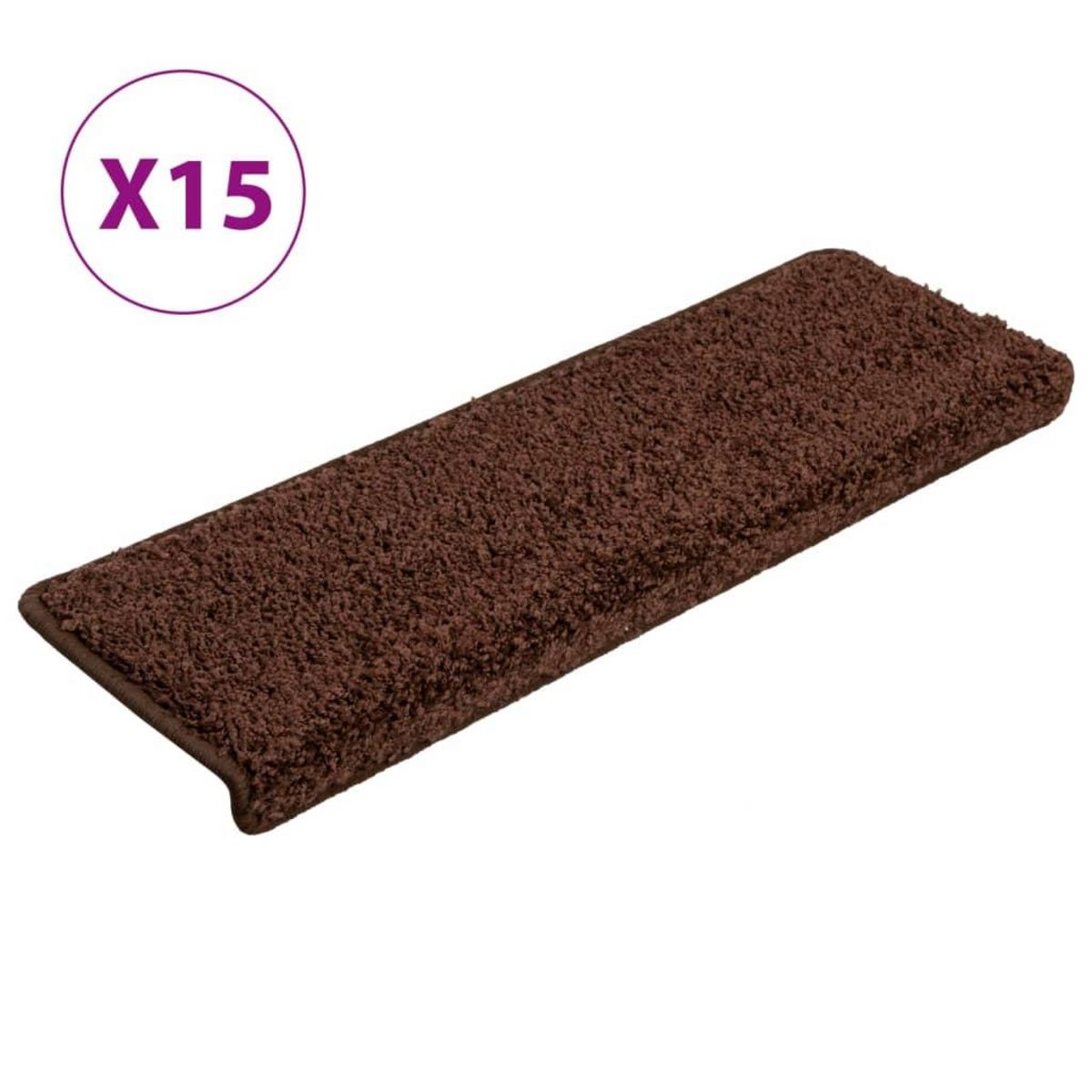 VIDAXL Tapis d'escalier 15 pcs 65x21x4 cm Marron