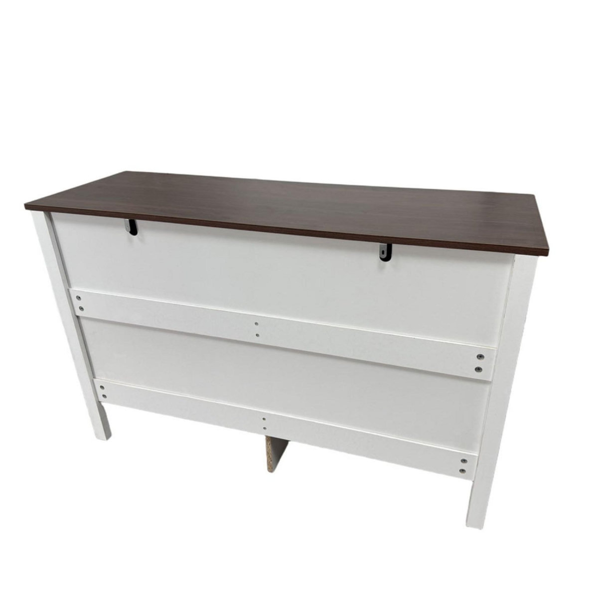 CONCEPT USINE Commode 6 tiroirs blanc rainuré et bois 120cm BRIX