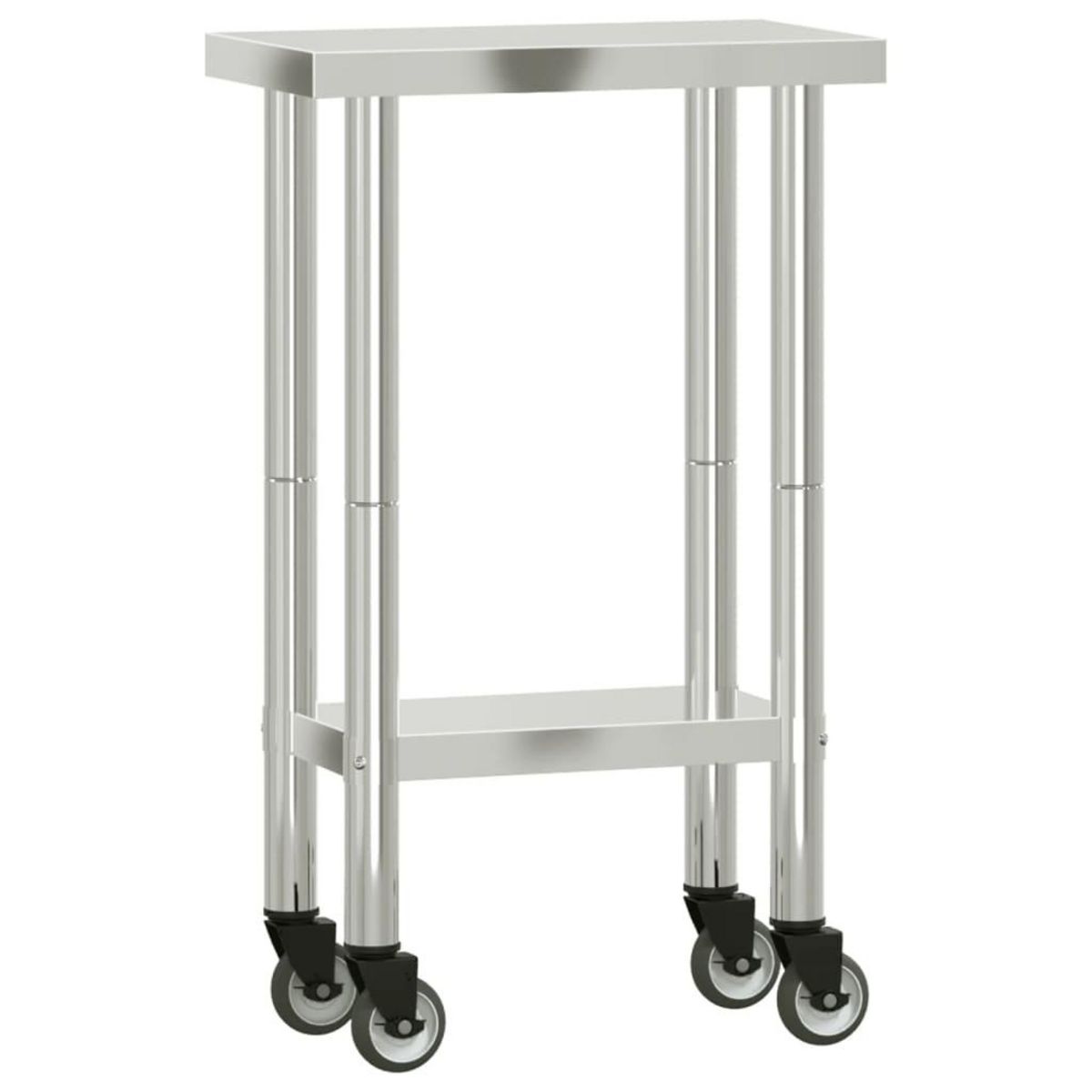 VIDAXL Table de travail de cuisine avec roues 55x30x85 cm inox