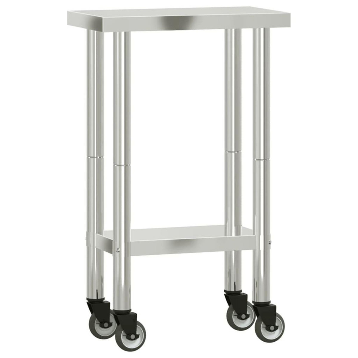 VIDAXL Table de travail de cuisine avec roues 55x30x85 cm inox