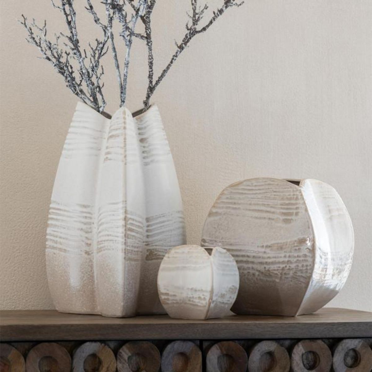 Paris Prix Vase Déco Abstrait  Dewayne  26cm Beige