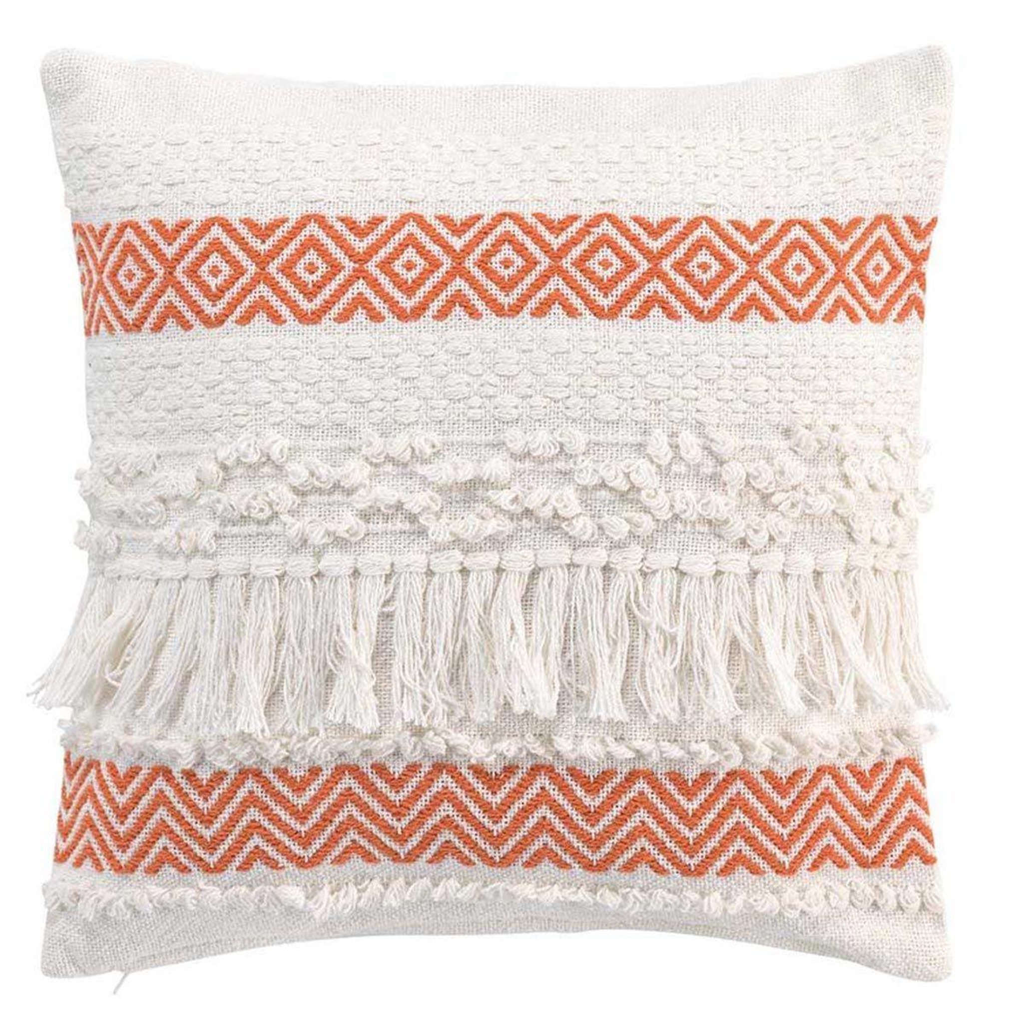 Voir la diapositive 1 : Douceur d'Intérieur Coussin déco à franges  zya  40x40cm orange