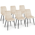 ID MARKET Lot de 6 chaises MILA en velours beige pour salle à manger