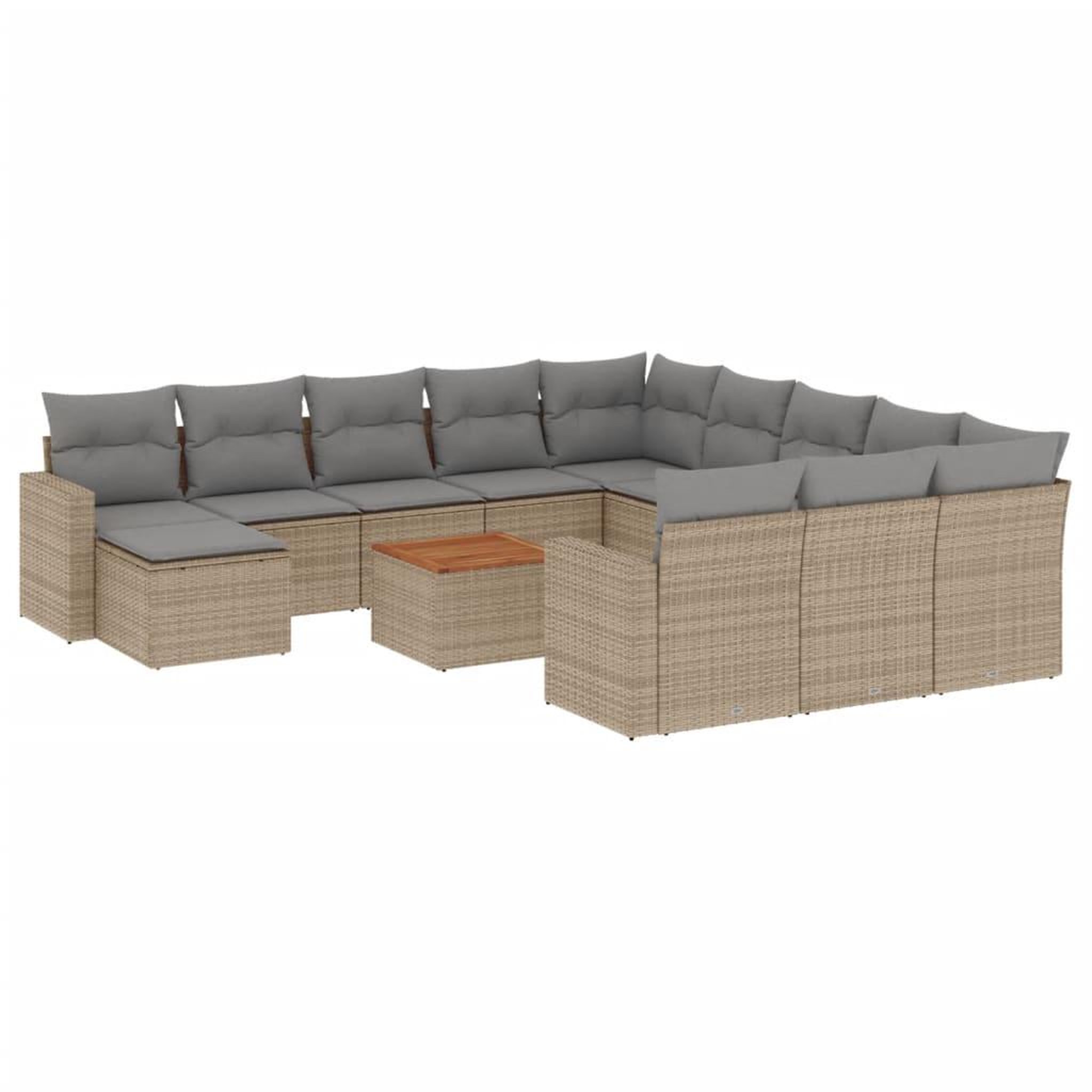 Voir la diapositive 2 : VIDAXL Salon de jardin et coussins 13 pcs melange beige resine tressee