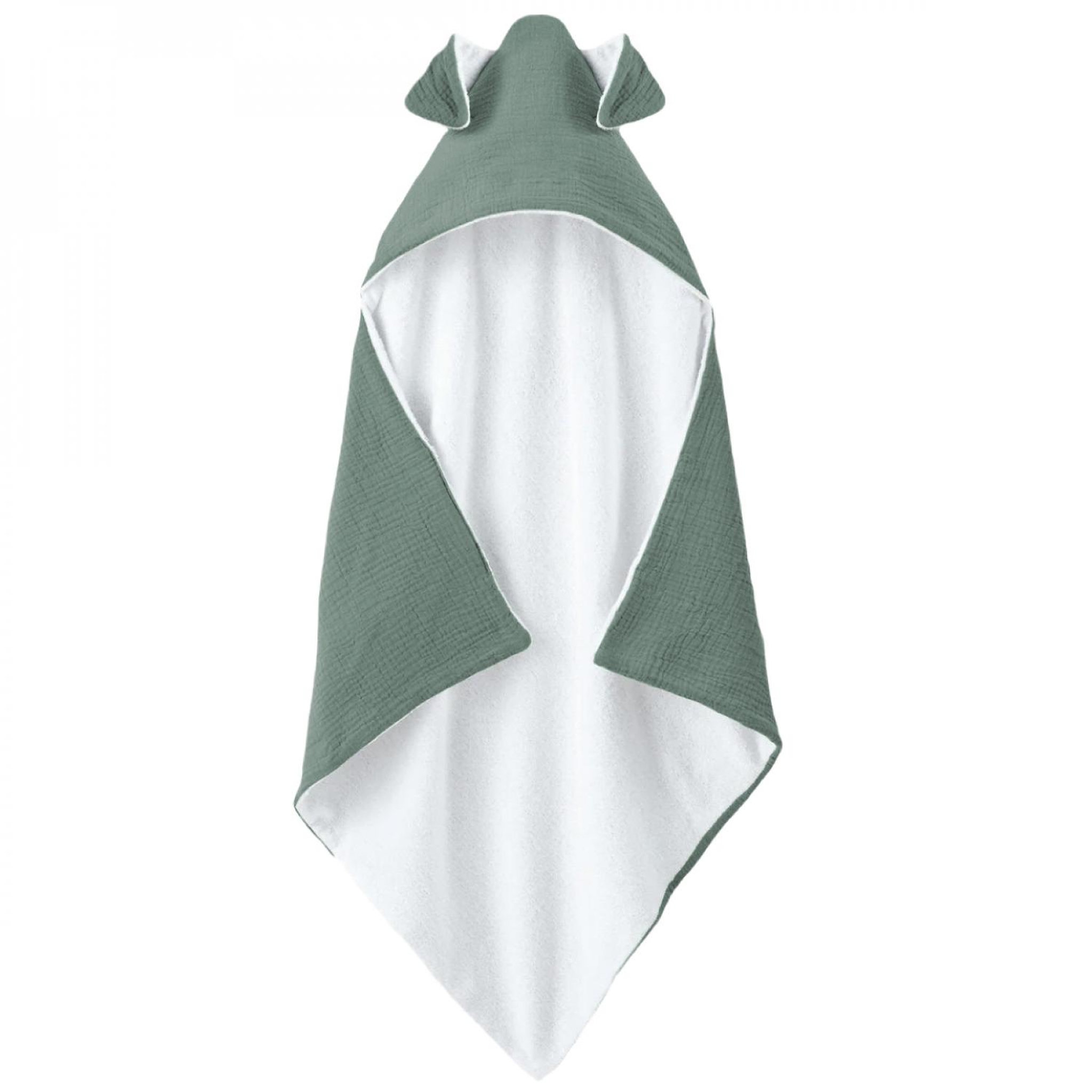 Monsieur Bébé Cape, sortie de bain pour bébé intérieur 100 % coton - 100 x 100 cm - Lapin - Vert bleu